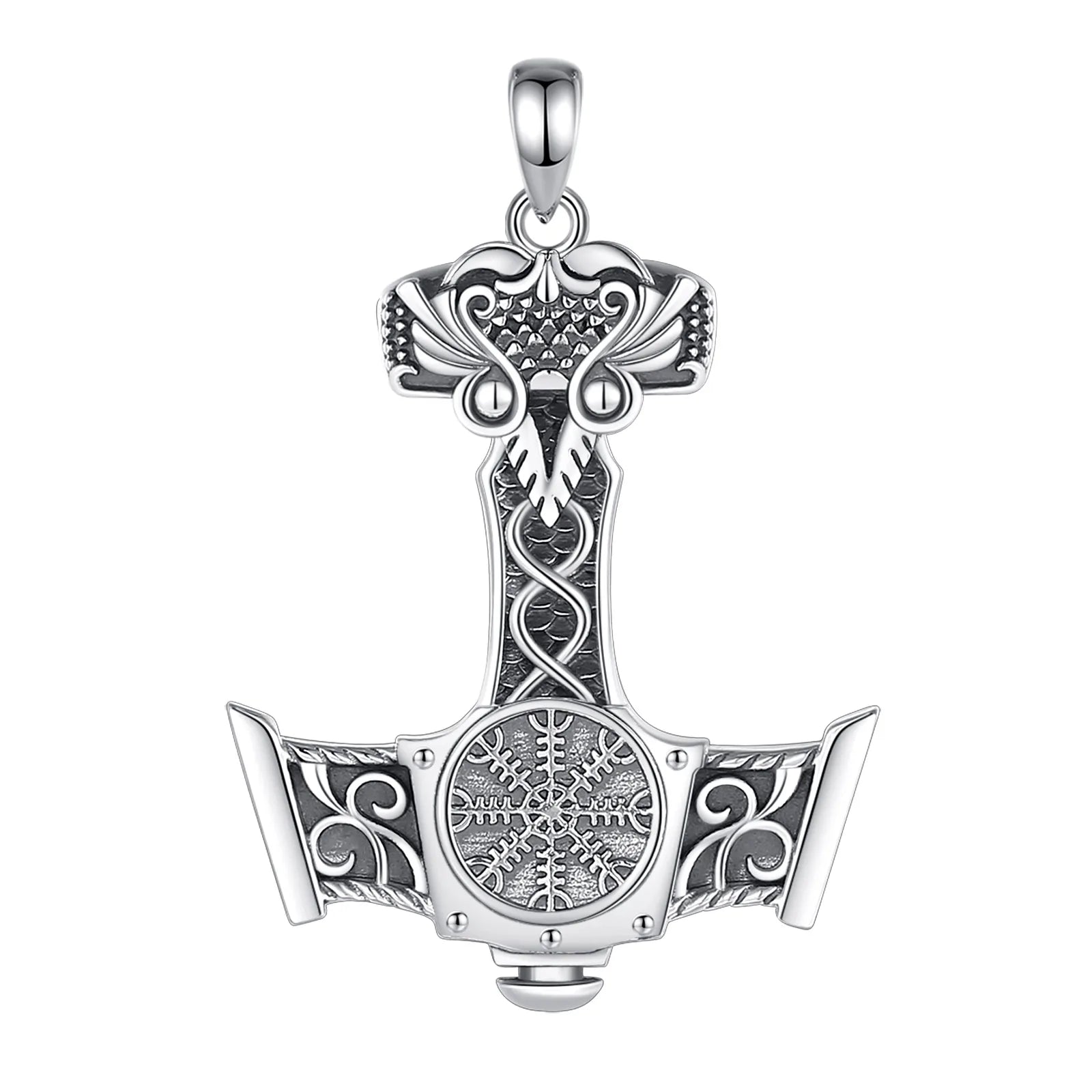 925 Sterling Silver Viking Raven Pendant – Norse Compass Necklace | Odin Inspired Jewelry