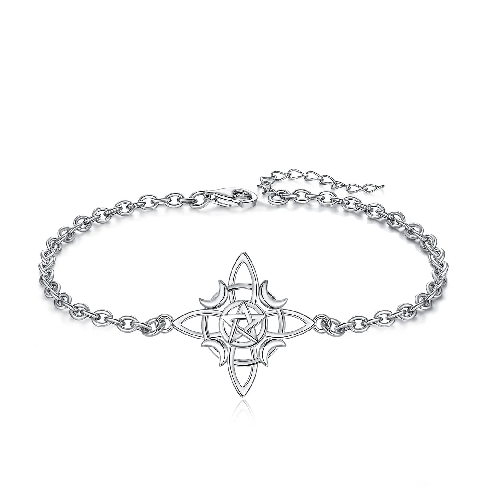 925 Sterling Silver Celtic Witch Knot Bracelet – Wiccan Pentagram Jewelry