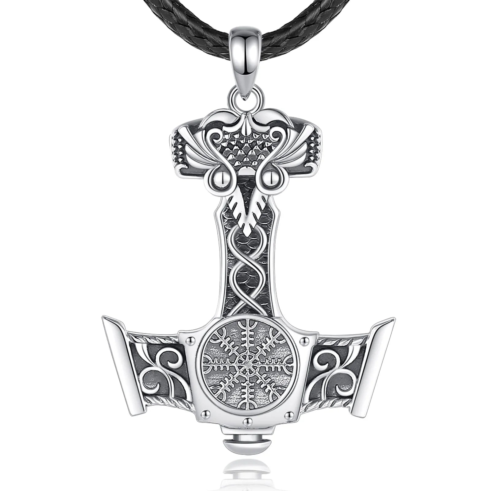 925 Sterling Silver Viking Raven Pendant – Norse Compass Necklace | Odin Inspired Jewelry