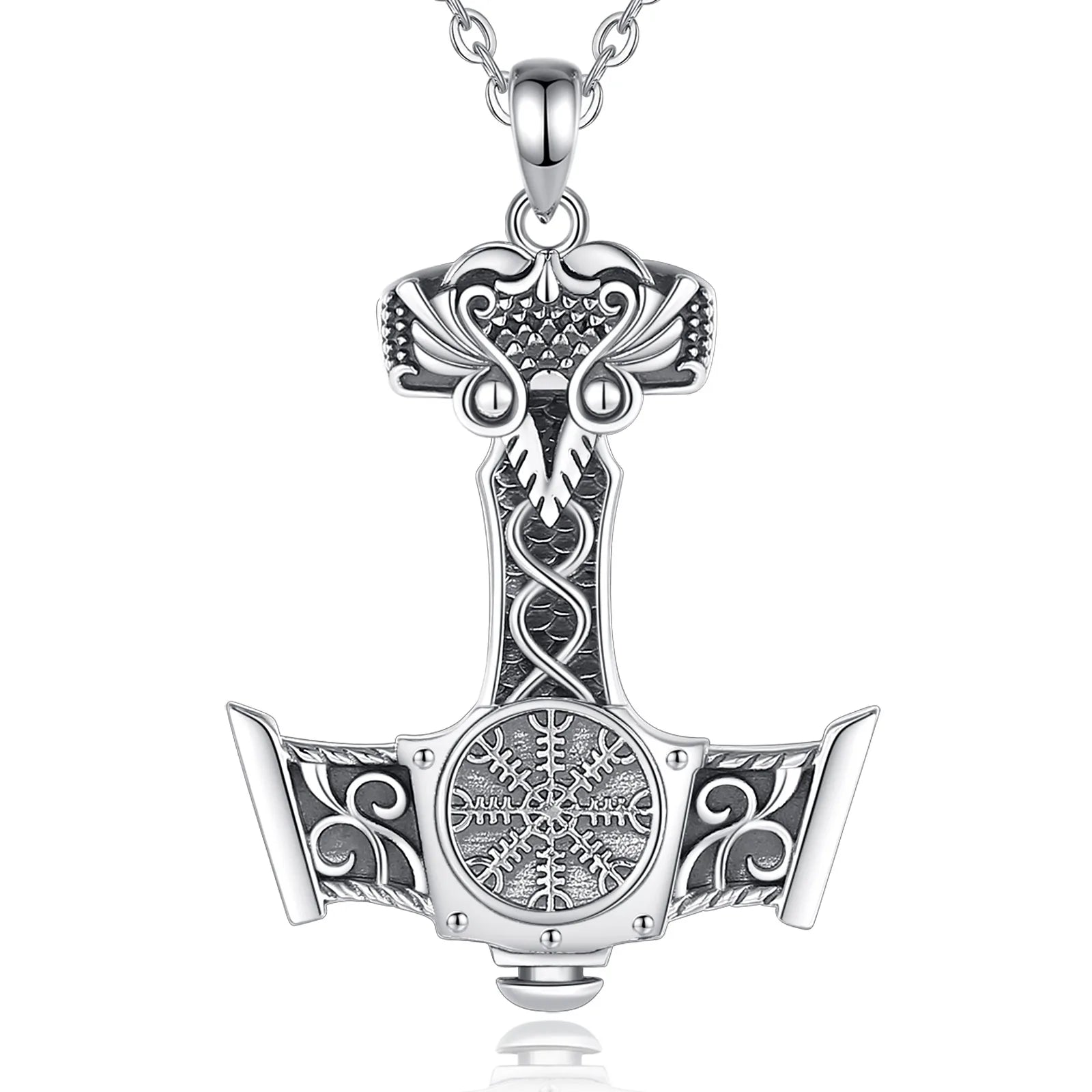 925 Sterling Silver Viking Raven Pendant – Norse Compass Necklace | Odin Inspired Jewelry