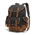 Vintage Waxed Canvas Backpack | 30L Festival Travel Rucksack with Leather Accents | Outdoor Hiking Backpack Merloan