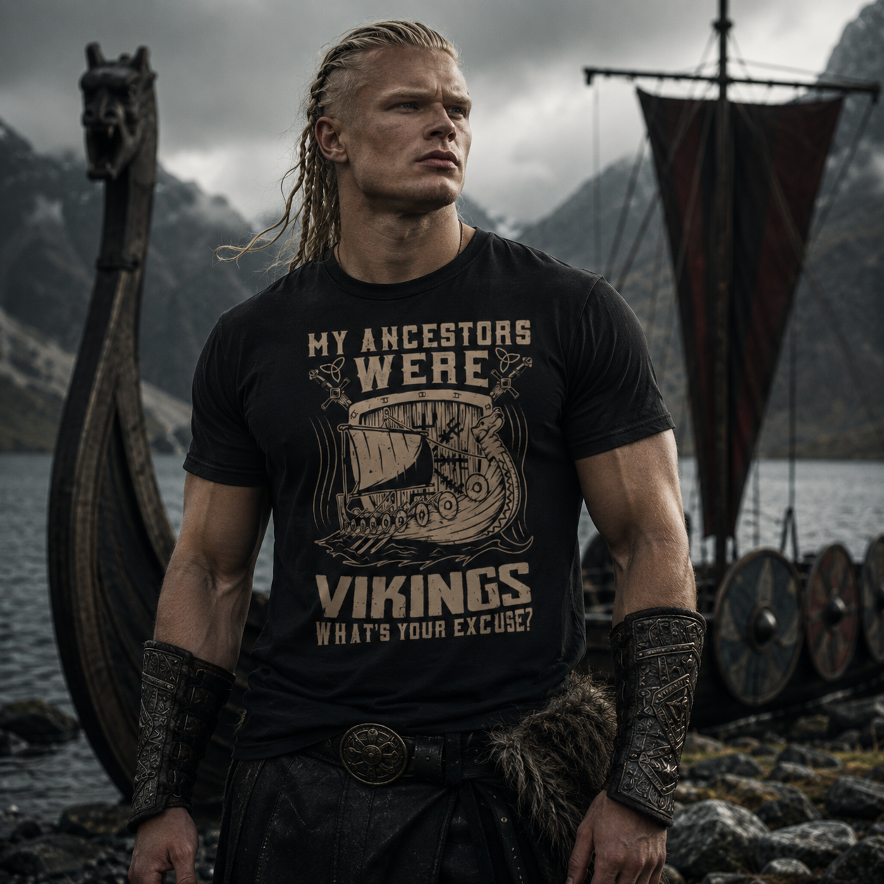 Viking ancestors t-shirt, My ancestors were Vikings shirt, Norse longship graphic tee, Viking ship t-shirt, funny Viking shirt, Norse mythology clothing, black Viking t-shirt, alternative men’s fashion, rock style men’s shirt, Viking warrior outfit, Nordic heritage shirt, Scandinavian mythology tee, muscular men’s streetwear, Viking festival clothing, medieval inspired t-shirt, pagan inspired shirt, Norseman graphic tee, Viking lover gift, black graphic tee men, longship artwork shirt, dark Nordic fashion, 