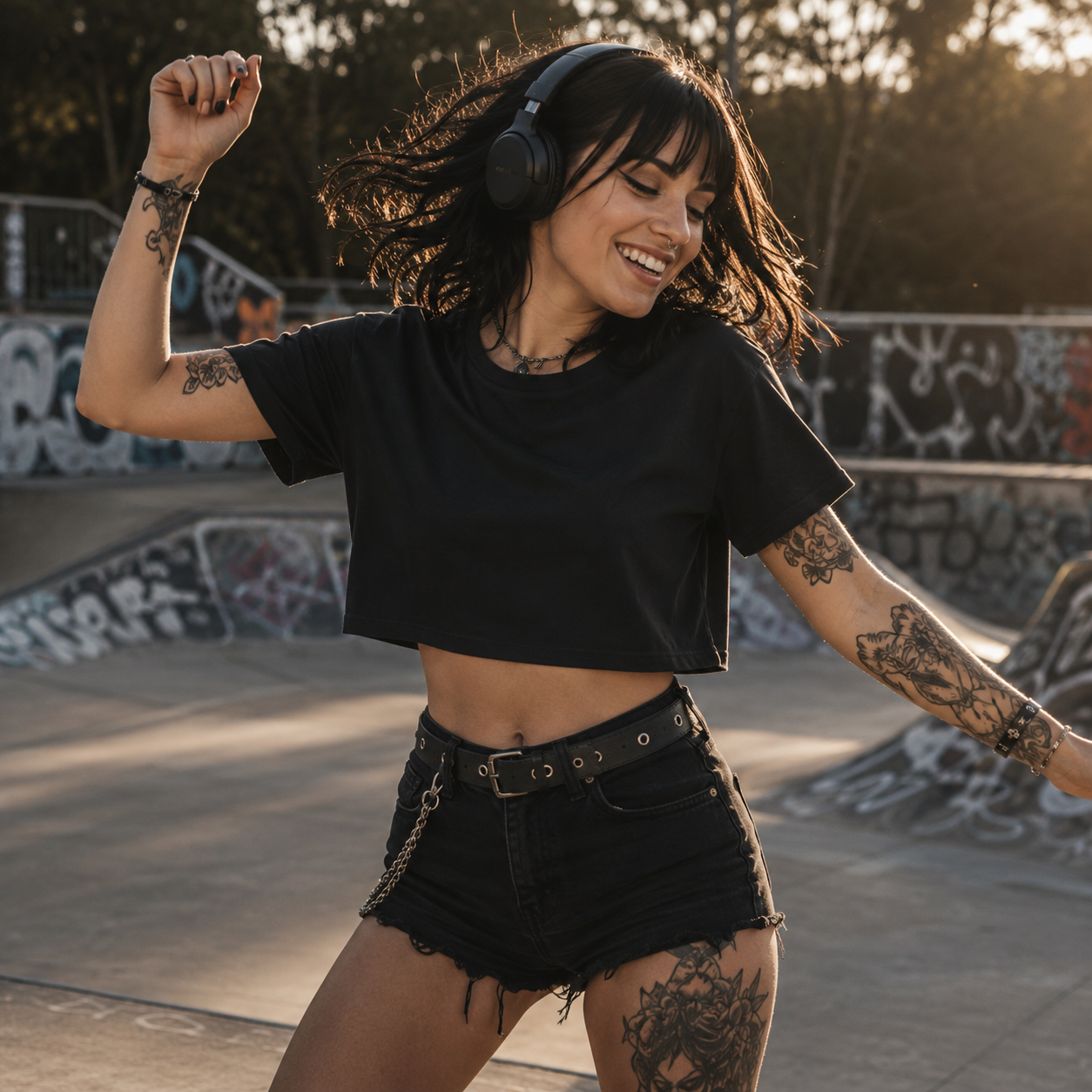 black crop top, women’s alternative crop top, rock style crop tee, minimalist logo shirt, Merloan crop top, black cropped t-shirt, skater girl outfit, alternative streetwear women, gothic casual top, rock fashion women, dance outfit crop top, urban street style shirt, black basic crop tee, edgy women’s fashion, headphone girl style, skatepark outfit women, relaxed fit crop top, casual alternative clothing, monochrome women’s shirt, festival crop top, modern rock streetwear, black summer crop top, women’s ev