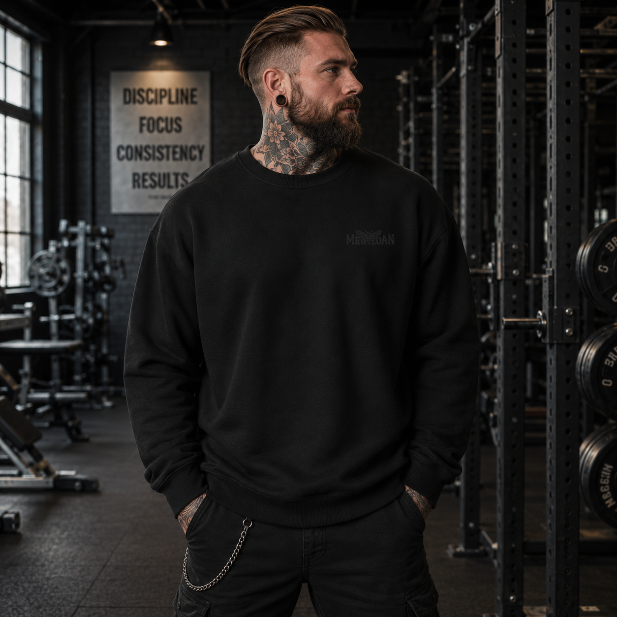 Merloan premium sweatshirt, unisex premium sweatshirt, black crew neck sweatshirt, soft fleece sweatshirt, cotton blend sweater, classic crewneck sweater, minimalist logo sweatshirt, everyday streetwear sweatshirt, comfortable unisex sweater, ribbed cuff sweatshirt, premium cotton sweatshirt, casual layering sweater, alternative streetwear basic, Merloan basic sweater, heavyweight fleece sweatshirt