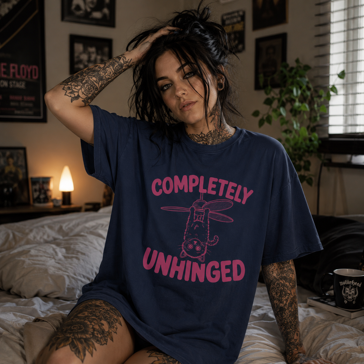 completely unhinged t-shirt, funny bat shirt, pink bat graphic tee, oversized sleep shirt, alternative women’s fashion, rock style nightshirt, navy graphic tee women, funny gothic t-shirt, bat lover gift, quirky graphic shirt, alternative sleepwear women, cute spooky shirt, funny mood shirt, unhinged graphic tee, oversized women’s t-shirt, gothic casual clothing, dark humor t-shirt, bat aesthetic clothing, rock inspired loungewear, cozy bedroom outfit, women’s statement tee, alternative lounge shirt, spooky