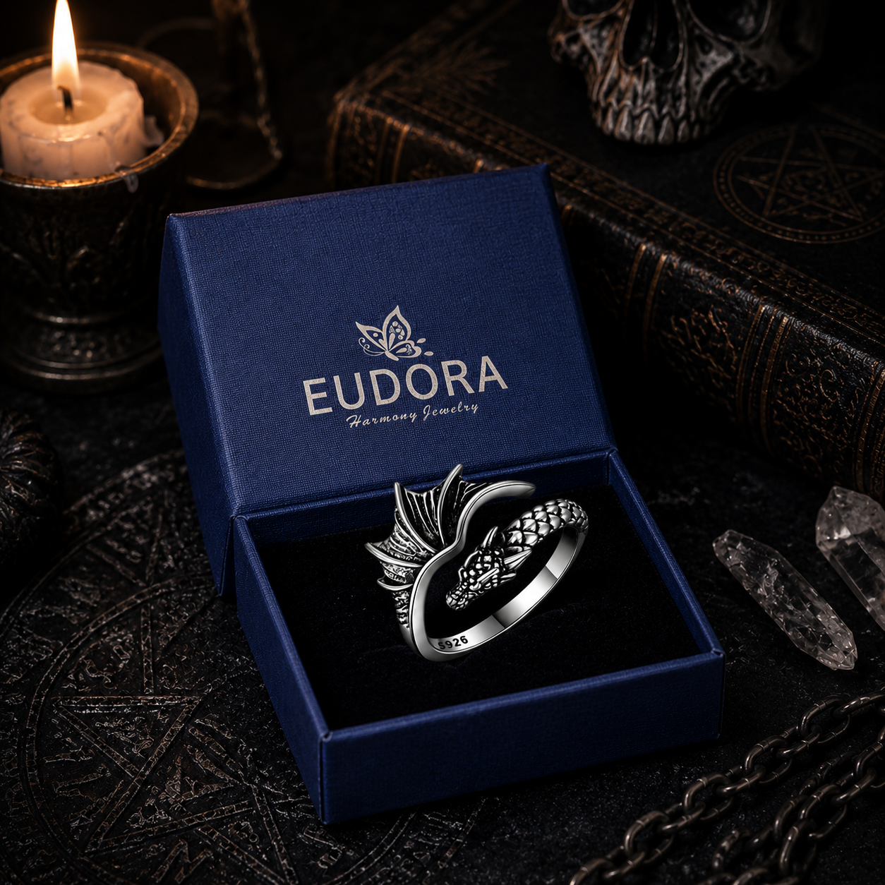 925 Sterling Silver Dragon Ring – Adjustable Fantasy & Viking Jewellery