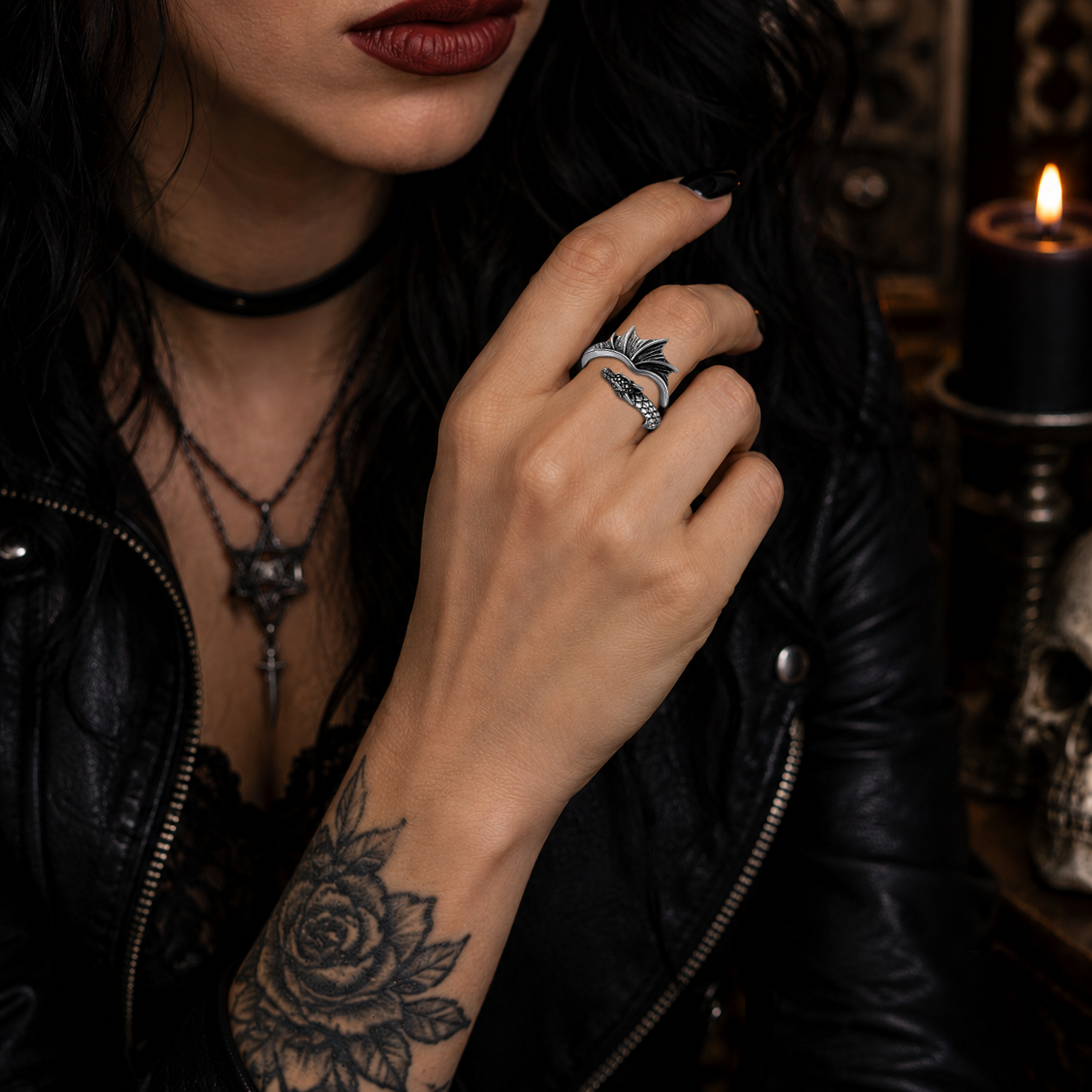 925 Sterling Silver Dragon Ring – Adjustable Fantasy & Viking Jewellery