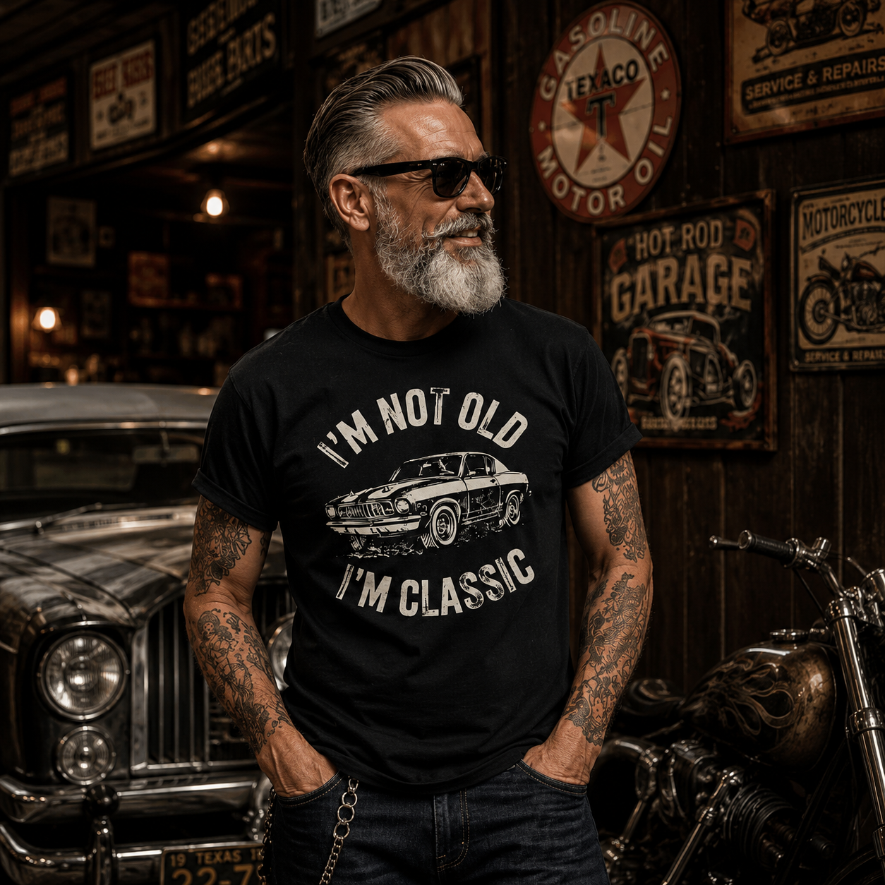 i'm not old i'm classic shirt, classic car humor shirt, vintage humor t-shirt, funny aging shirt, not old classic tee, retro quote shirt, timeless style t-shirt, classic birthday shirt, funny dad shirt, old school graphic tee, nostalgic t-shirt, statement quote shirt, heavyweight cotton t-shirt, garment-dyed tee, relaxed fit classic shirt