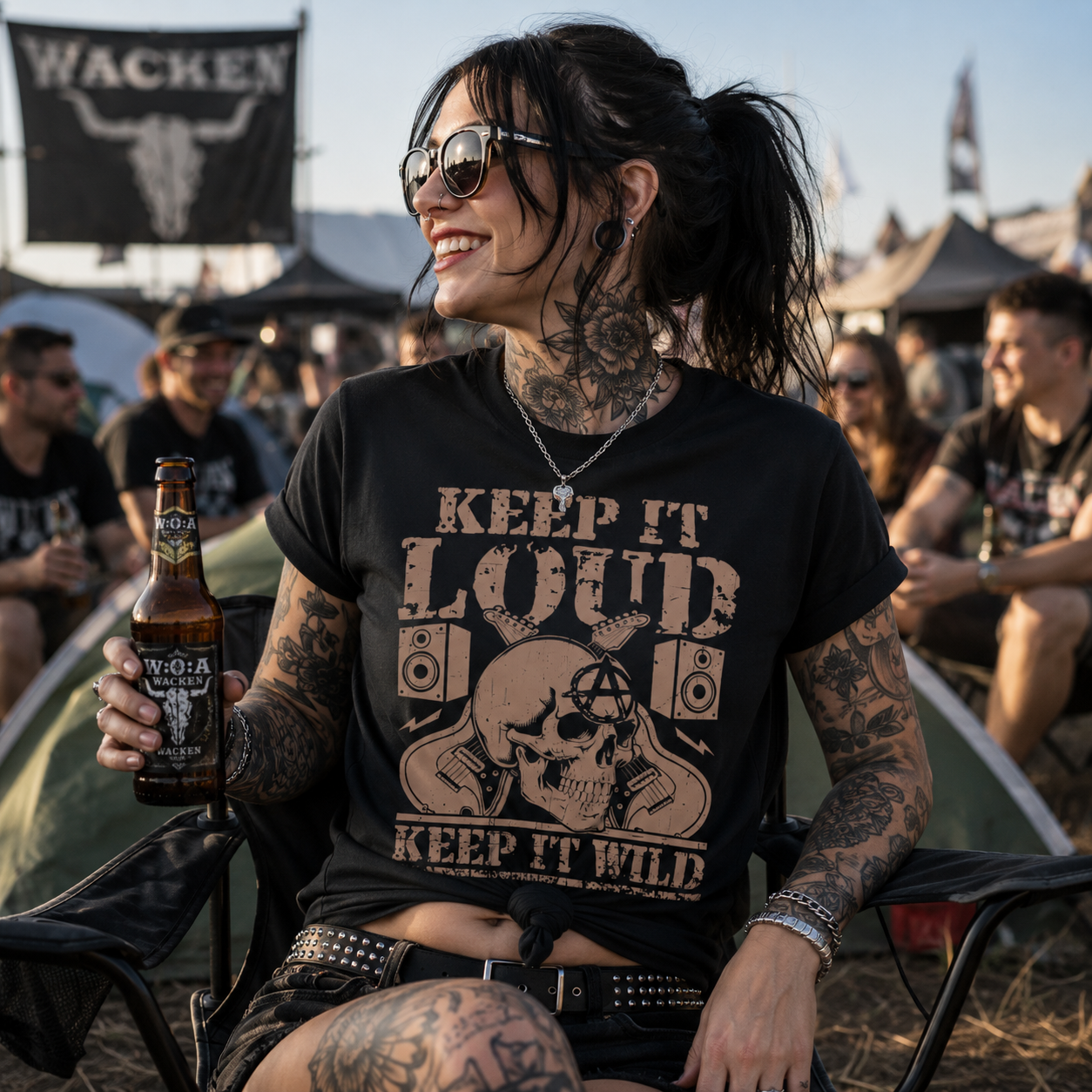 keep it loud t-shirt, keep it wild shirt, rock festival t-shirt, heavy metal graphic tee, black music shirt, skull guitar t-shirt, alternative women’s fashion, rock style women’s shirt, festival camping outfit, metal festival clothing, loud music shirt, concert outfit women, black graphic tee women, rock and roll t-shirt, skull music graphic, guitar lover shirt, festival beer outfit, summer festival fashion, Wacken inspired outfit, alternative camping style, women’s statement tee, edgy festival clothing, mu