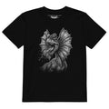 Product mockup black dinosaur t-shirt, kids dinosaur shirt, Dilophosaurus t-shirt, frilled dinosaur tee, roaring dinosaur shirt, dinosaur graphic tee, boys dinosaur t-shirt, girls dinosaur t-shirt, unisex kids clothing, black kids tee, monochrome dinosaur print, detailed dinosaur artwork, prehistoric animal shirt, fierce dinosaur design, dinosaur lover clothing, cool kids fashion, alternative kids clothing, rock style kids shirt, edgy children’s fashion, wild child outfit, toddler dinosaur shirt, preschool 
