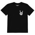 Product mockup black kids t-shirt, embroidered kids shirt, rock hand t-shirt, devil horns shirt, rock and roll kids clothing, little rocker t-shirt, metal kids shirt, punk kids clothing, alternative kids fashion, embroidered rock symbol, hand gesture embroidery, small chest embroidery, black embroidered t-shirt, boys rock shirt, girls rock shirt, unisex kids t-shirt, cool kids clothing, edgy children’s fashion, wild child outfit, mini metalhead shirt, little rebel clothing, rock music kids shirt, heavy meta