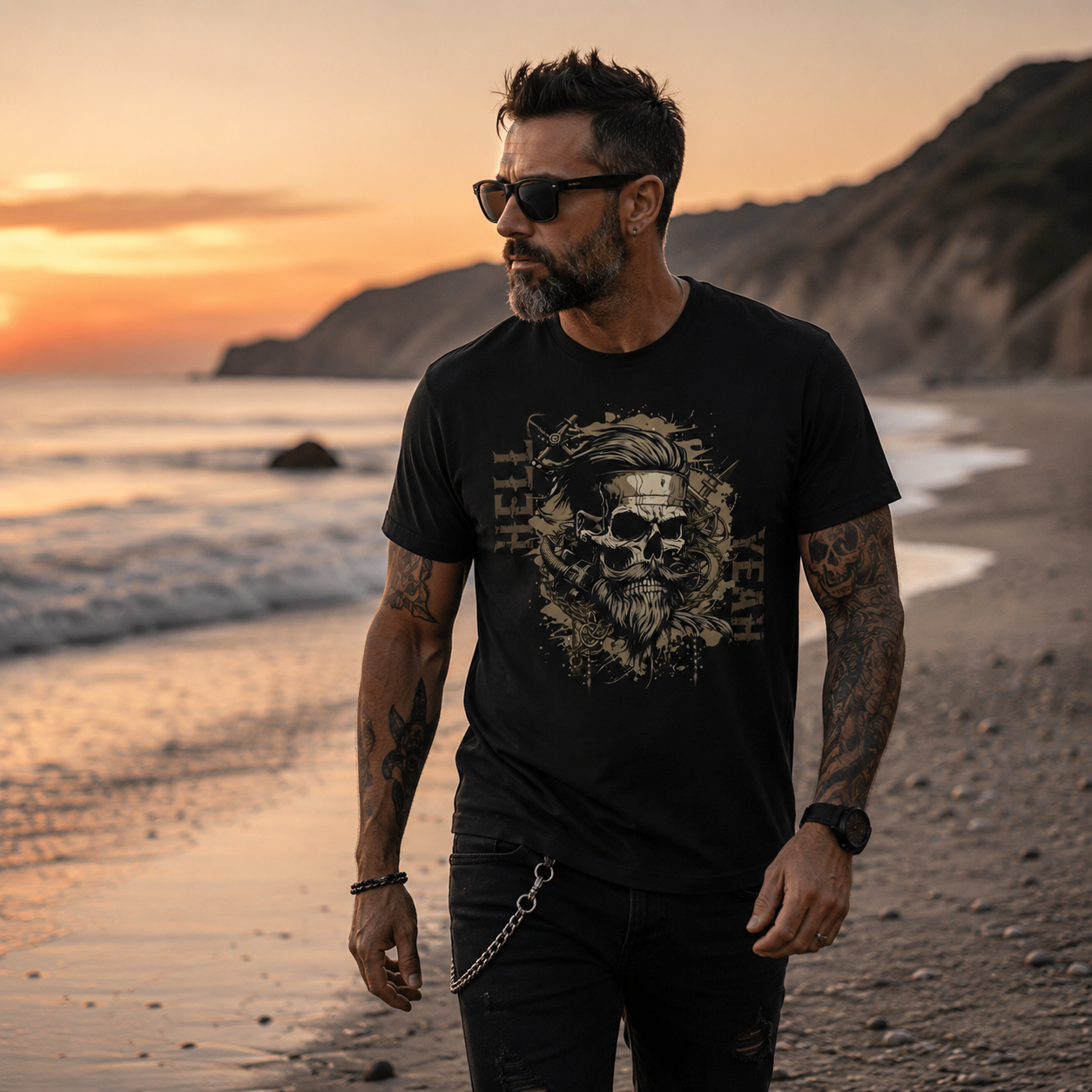 pirate hell yeah t-shirt, pirate skull shirt, nautical skull t-shirt, pirate graphic tee, Caribbean pirate shirt, ocean adventure t-shirt, skull captain shirt, maritime graphic tee, heavy metal pirate shirt, alternative pirate clothing, rock n roll pirate tee, pirate lover gift, sailor skull shirt, heavyweight cotton pirate tee, relaxed fit graphic t-shirt