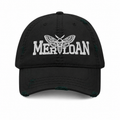 Basic Merloan cap, distressed dad hat, black distressed cap, cotton twill dad hat, unstructured baseball cap, low profile cap, adjustable dad hat, vintage style cap, distressed brim hat, casual streetwear cap, alternative fashion hat, minimalist logo cap, everyday cotton cap, Merloan headwear, unisex distressed hat