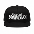 Merloan snapback hat, black snapback cap, structured snapback, high profile cap, flat visor hat, adjustable snapback, grey under visor cap, unisex snapback hat, streetwear snapback, alternative fashion cap, Merloan logo cap, black streetwear hat, six panel snapback, acrylic wool snapback, everyday headwear