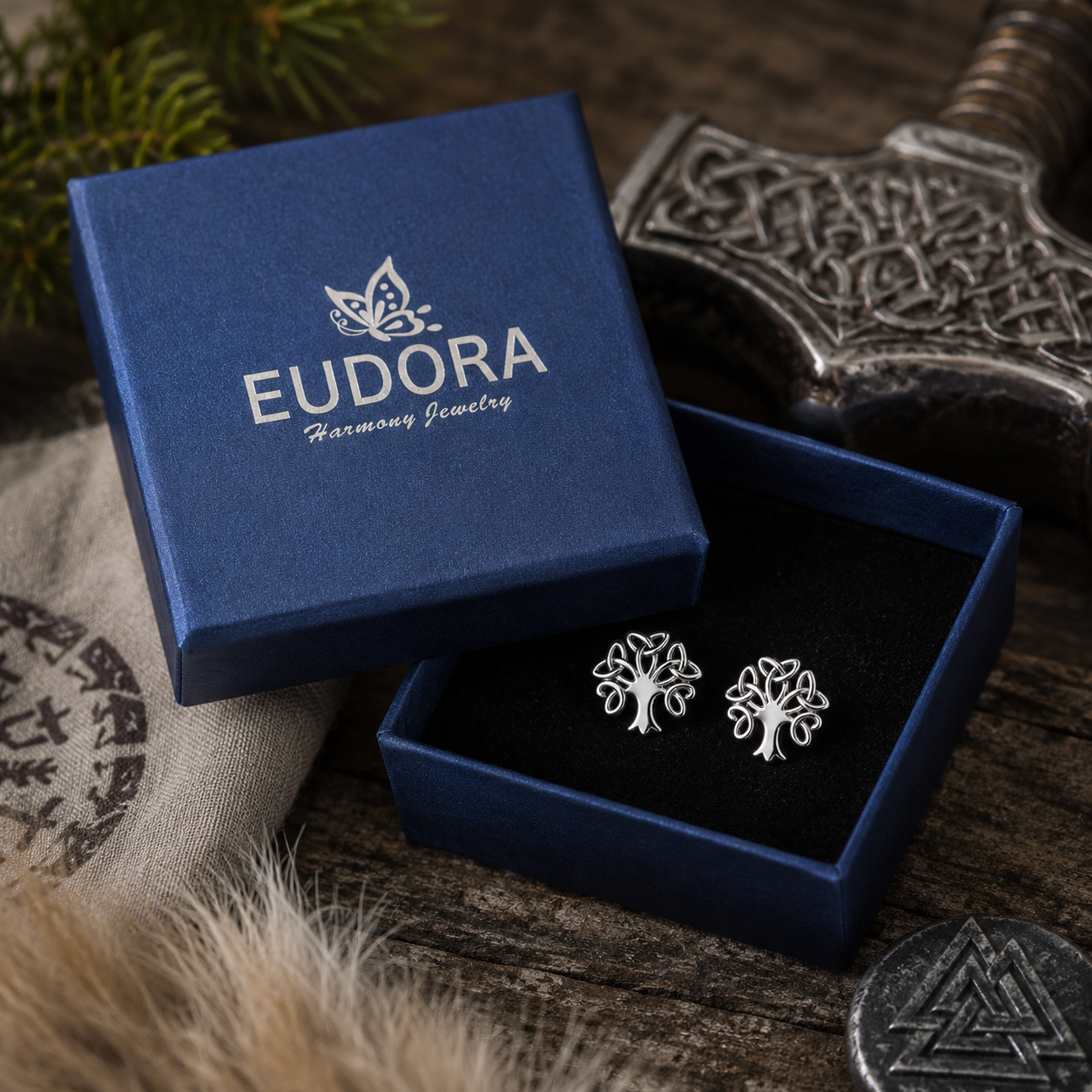 925 Sterling Silver Tree of Life Celtic Knot Stud Earrings | Minimalist Nature Jewelry Merloan