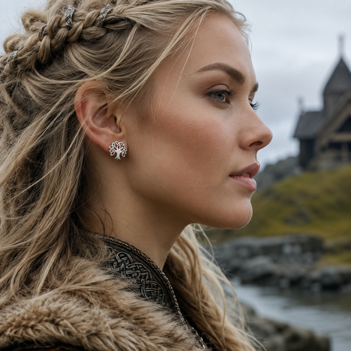 925 Sterling Silver Tree of Life Celtic Knot Stud Earrings | Minimalist Nature Jewelry Merloan