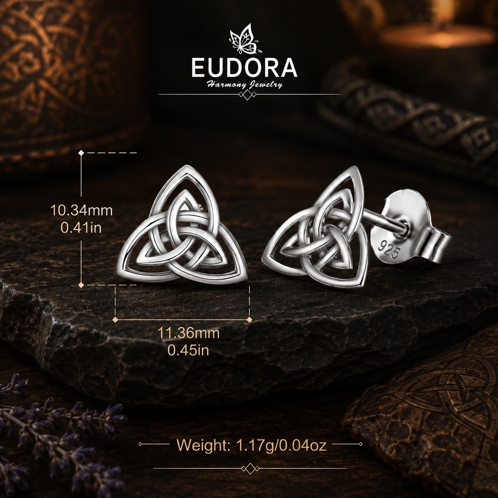 925 Sterling Silver Celtic Trinity Knot Stud Earrings – Triquetra Jewelry