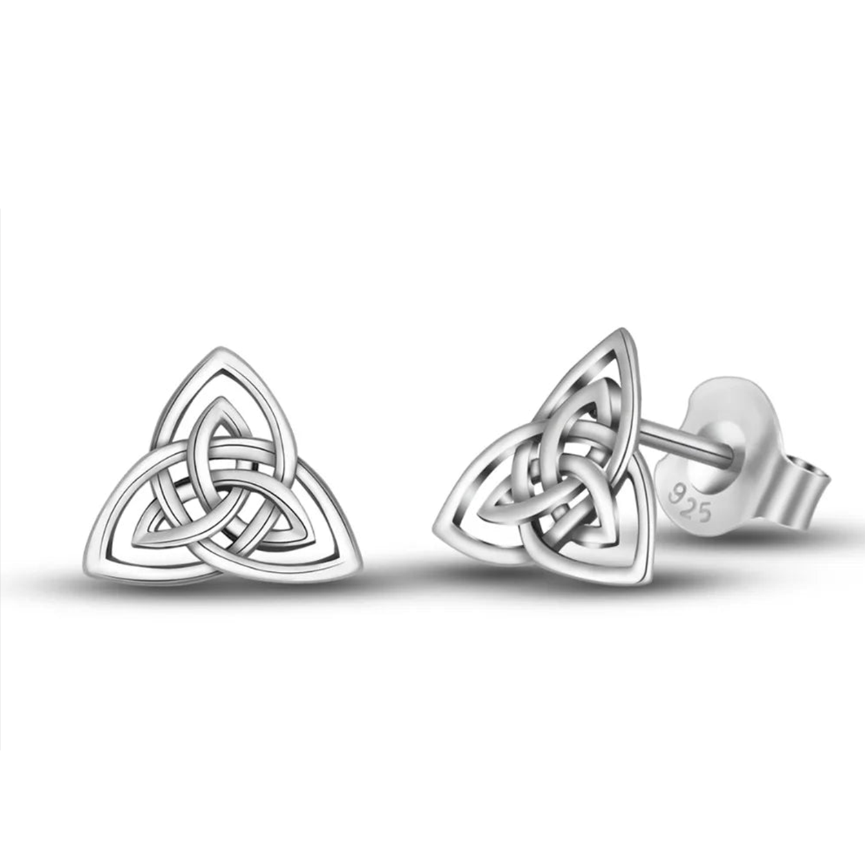 925 Sterling Silver Celtic Trinity Knot Stud Earrings – Triquetra Jewelry