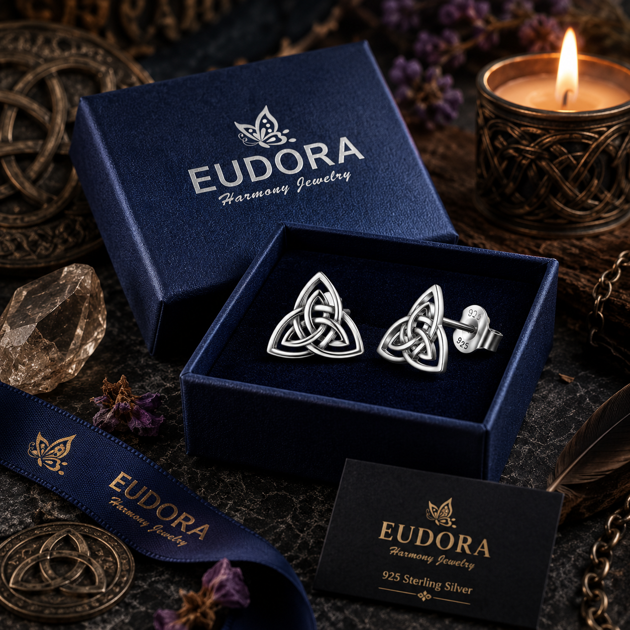 925 Sterling Silver Celtic Trinity Knot Stud Earrings – Triquetra Jewelry