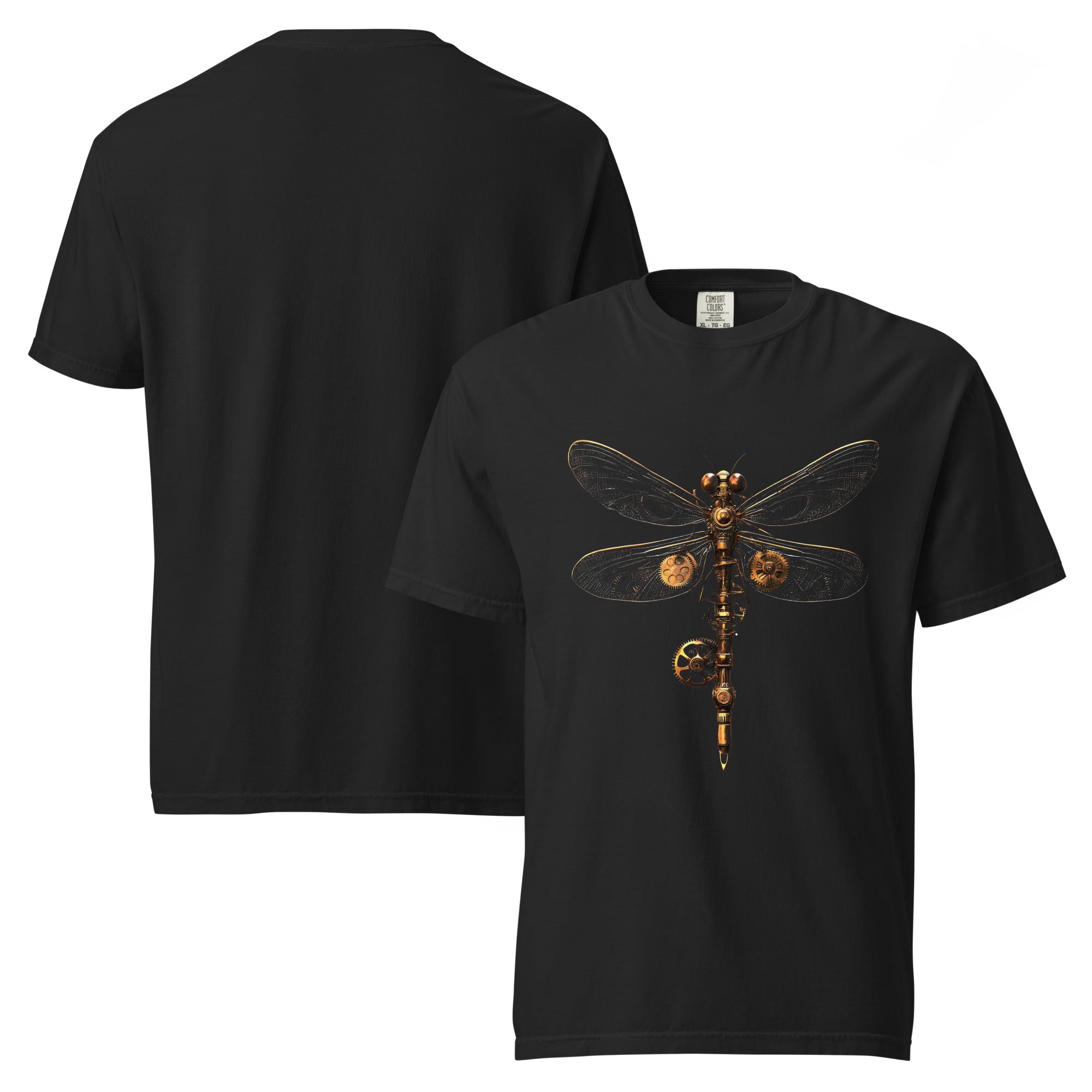 steampunk dragonfly t-shirt, mechanical dragonfly shirt, clockwork insect tee, vintage dragonfly graphic shirt, gothic nature t-shirt, mystical forest fashion, witchy graphic tee, wicca inspired clothing, magical woodland shirt, fantasy nature t-shirt, boho witch style, dark botanical fashion, enchanted forest outfit, alternative women’s t-shirt, celestial witch clothing, cottagecore gothic shirt, fairycore fashion, steampunk insect design, brass gear dragonfly, black graphic tee women, mystical animal shir