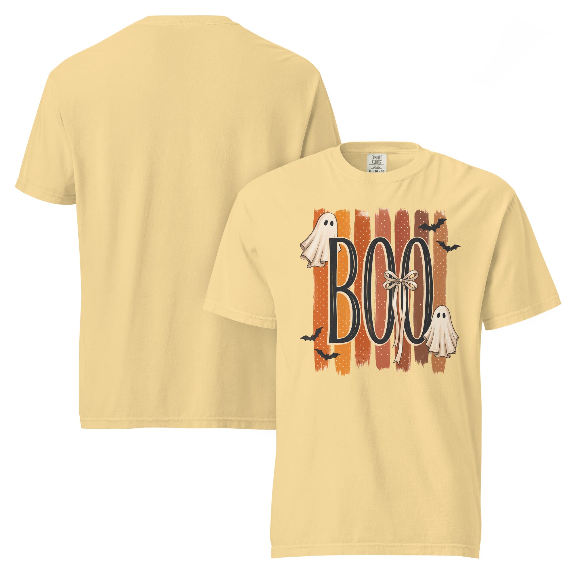 boo ghost shirt, ghost t-shirt, spooky cute tee, Halloween ghost shirt, cute Halloween t-shirt, fall ghost tee, autumn spooky shirt, cozy Halloween shirt, seasonal graphic tee, ghost lover shirt, trick or treat t-shirt, cottagecore Halloween tee, heavyweight cotton t-shirt, garment-dyed tee, relaxed fit ghost shirt
