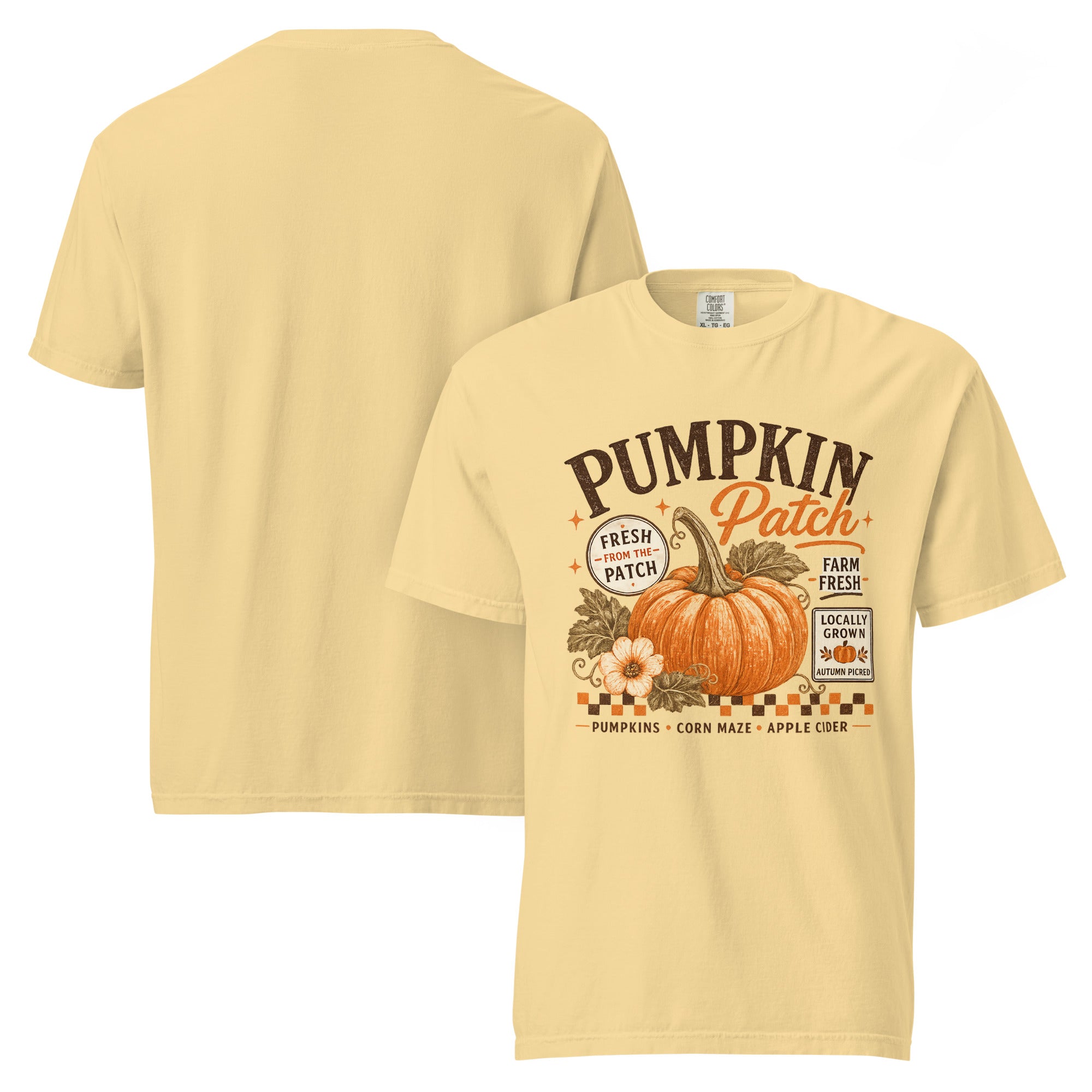pumpkin patch shirt, autumn pumpkin t-shirt, fall pumpkin tee, pumpkin lover shirt, cozy fall t-shirt, autumn graphic tee, pumpkin season shirt, harvest season tee, fall festival shirt, cottagecore autumn shirt, seasonal graphic tee, Thanksgiving pumpkin shirt, heavyweight cotton t-shirt, garment-dyed tee, relaxed fit autumn shirt