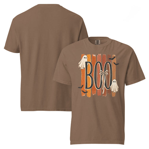 boo ghost shirt, ghost t-shirt, spooky cute tee, Halloween ghost shirt, cute Halloween t-shirt, fall ghost tee, autumn spooky shirt, cozy Halloween shirt, seasonal graphic tee, ghost lover shirt, trick or treat t-shirt, cottagecore Halloween tee, heavyweight cotton t-shirt, garment-dyed tee, relaxed fit ghost shirt