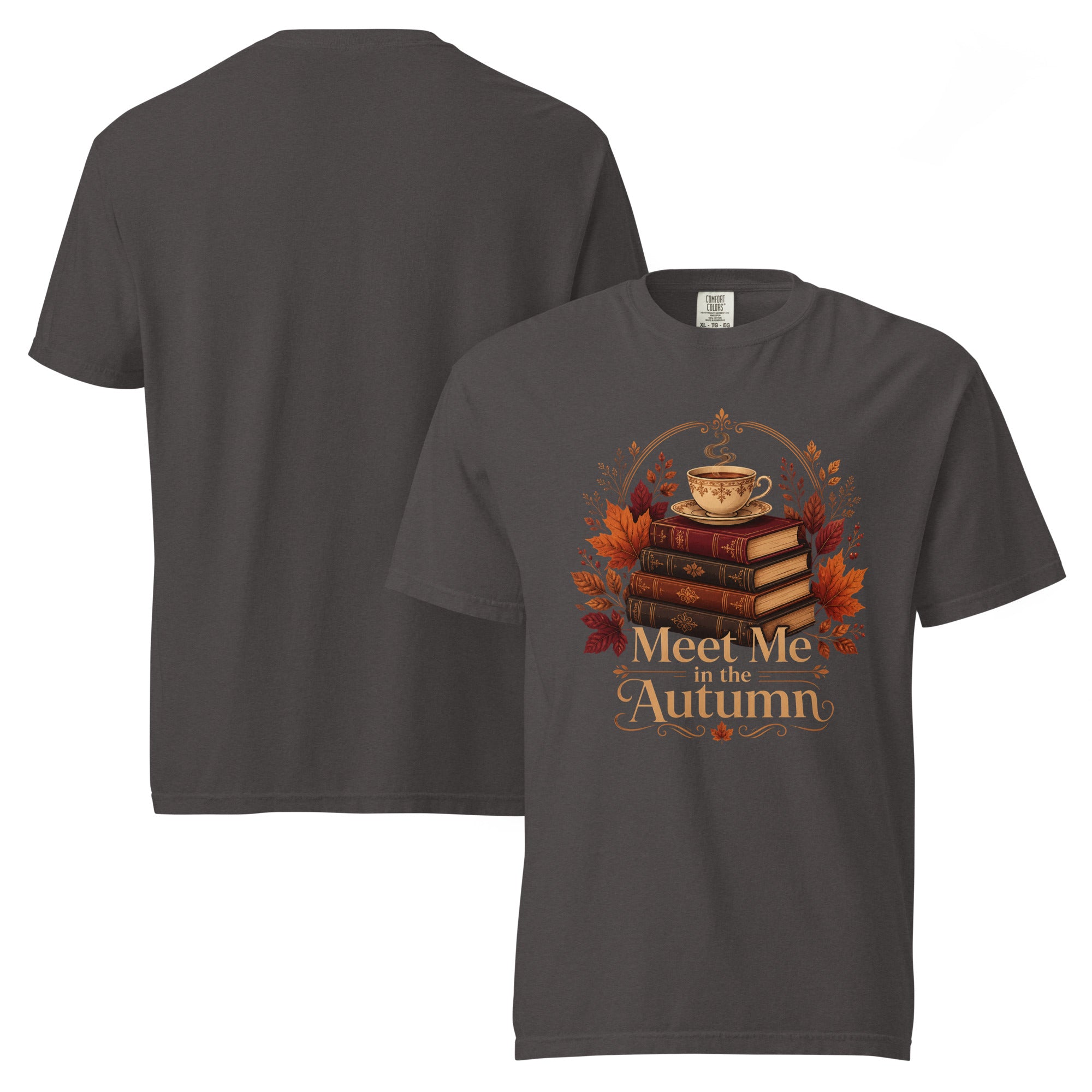 meet me in the autumn shirt, autumn t-shirt, fall graphic tee, cozy fall shirt, pumpkin season tee, autumn vibes shirt, crisp days t-shirt, seasonal graphic tee, fall fashion shirt, cozy autumn outfit, cottagecore autumn shirt, botanical fall tee, heavyweight cotton t-shirt, garment-dyed tee, relaxed fit autumn shirt
