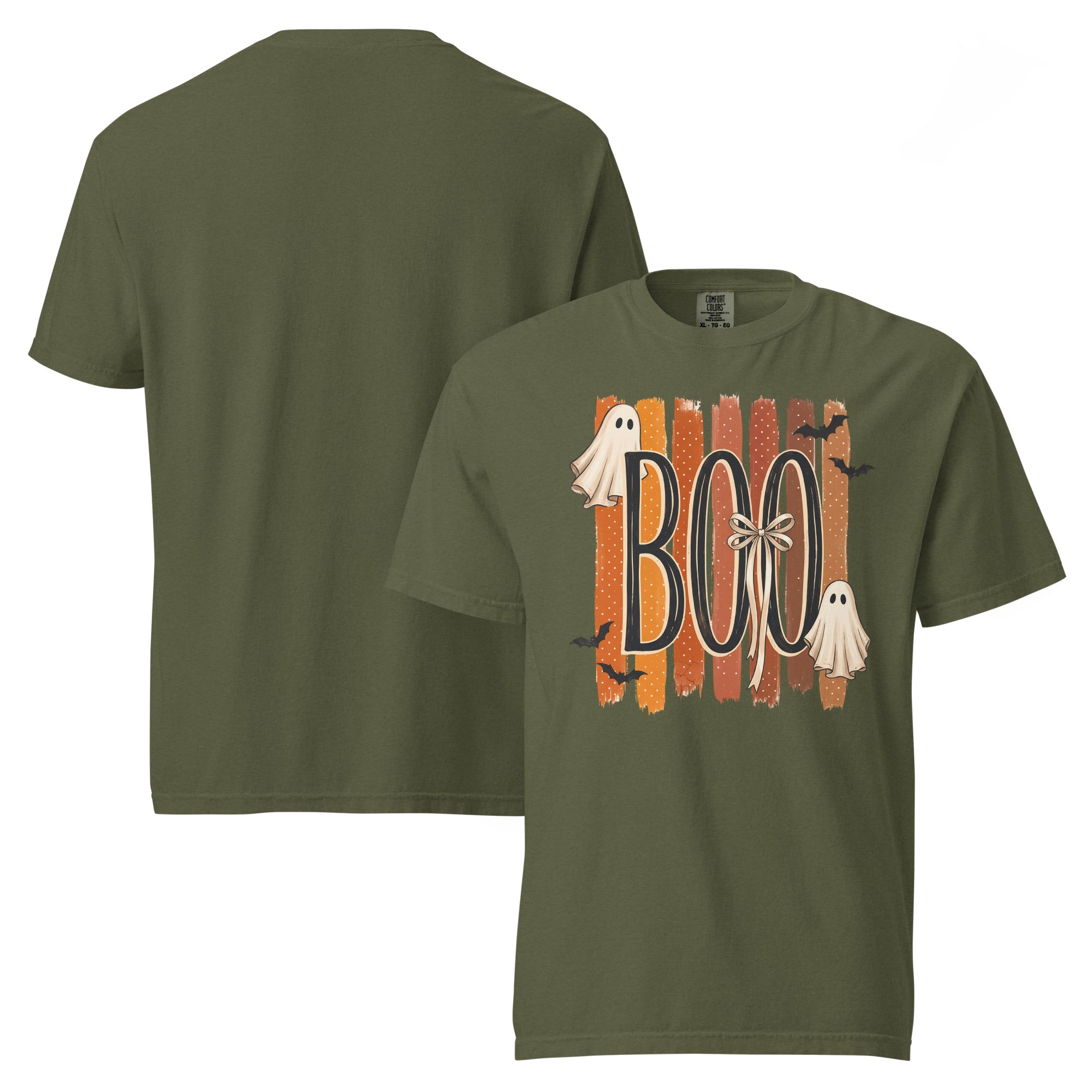 boo ghost shirt, ghost t-shirt, spooky cute tee, Halloween ghost shirt, cute Halloween t-shirt, fall ghost tee, autumn spooky shirt, cozy Halloween shirt, seasonal graphic tee, ghost lover shirt, trick or treat t-shirt, cottagecore Halloween tee, heavyweight cotton t-shirt, garment-dyed tee, relaxed fit ghost shirt