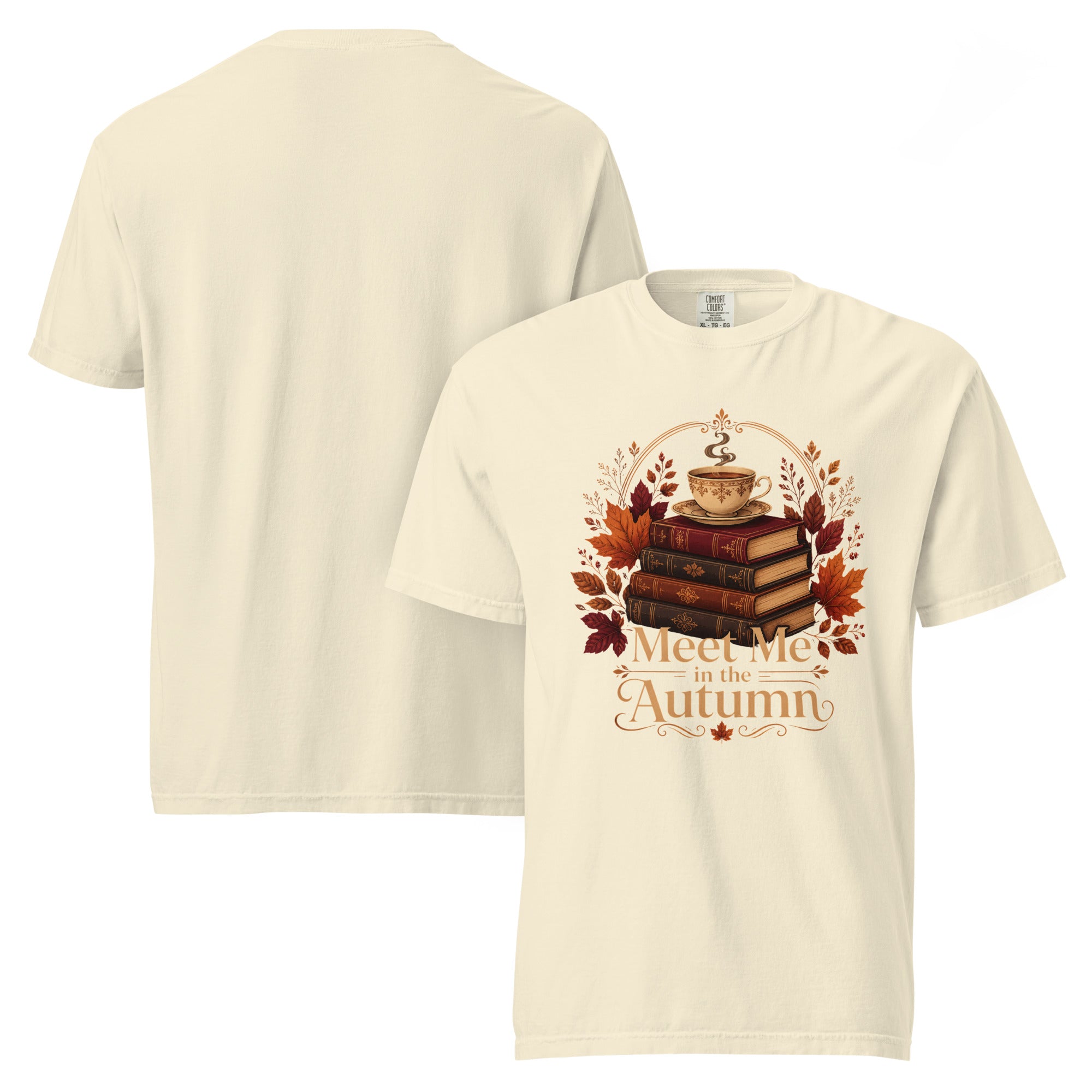 meet me in the autumn shirt, autumn t-shirt, fall graphic tee, cozy fall shirt, pumpkin season tee, autumn vibes shirt, crisp days t-shirt, seasonal graphic tee, fall fashion shirt, cozy autumn outfit, cottagecore autumn shirt, botanical fall tee, heavyweight cotton t-shirt, garment-dyed tee, relaxed fit autumn shirt