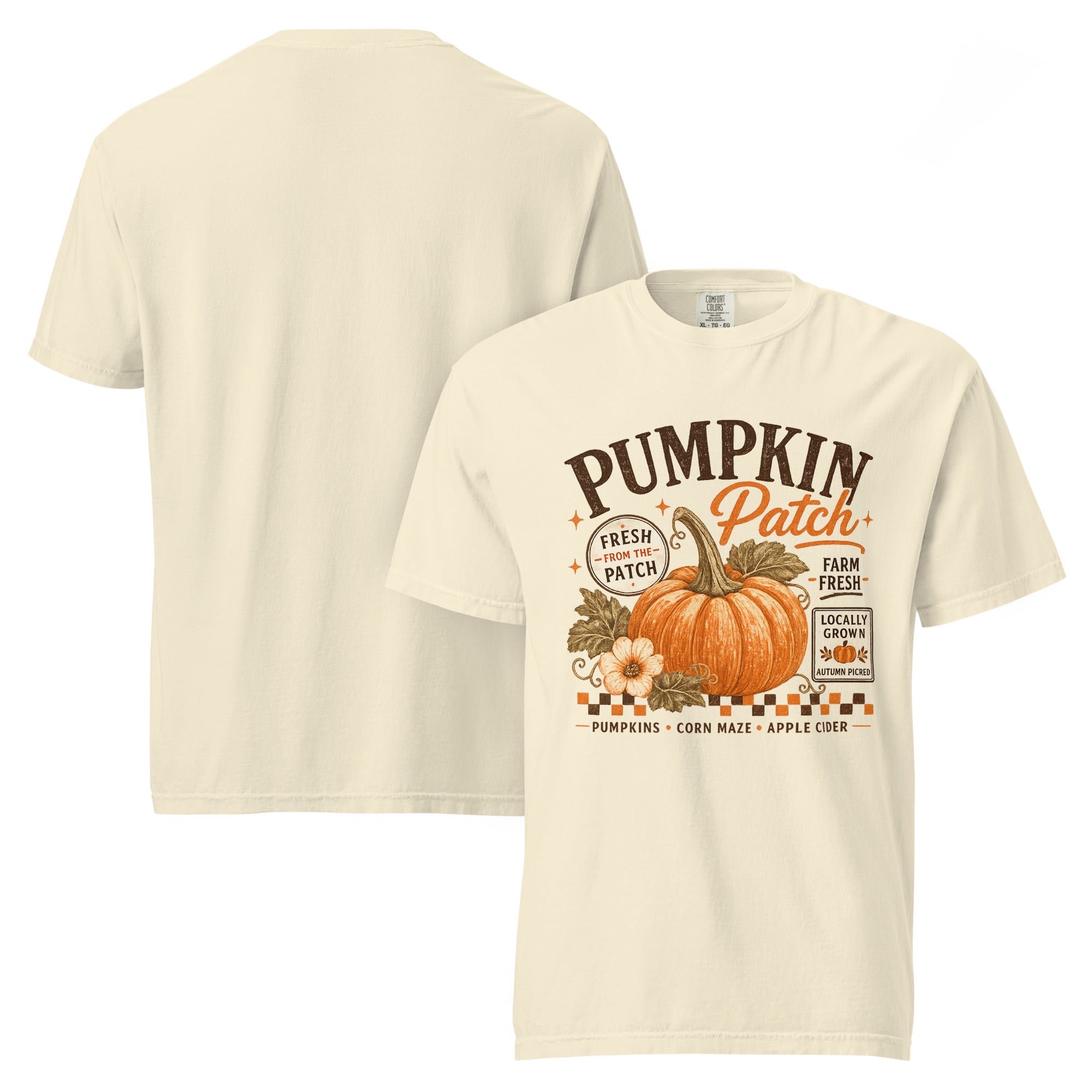 pumpkin patch shirt, autumn pumpkin t-shirt, fall pumpkin tee, pumpkin lover shirt, cozy fall t-shirt, autumn graphic tee, pumpkin season shirt, harvest season tee, fall festival shirt, cottagecore autumn shirt, seasonal graphic tee, Thanksgiving pumpkin shirt, heavyweight cotton t-shirt, garment-dyed tee, relaxed fit autumn shirt