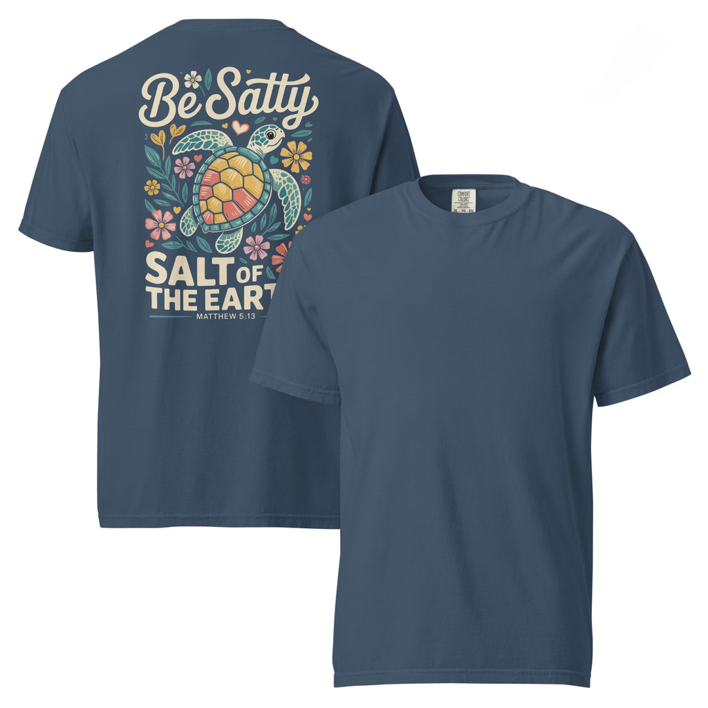 be salty shirt, salt of the earth t-shirt, salty quote tee, beach humor shirt, coastal graphic tee, ocean lover t-shirt, summer statement shirt, salty beach shirt, nautical humor tee, funny quote shirt, relaxed beach style, coastal lifestyle shirt, heavyweight cotton t-shirt, garment-dyed tee, relaxed fit summer shirt