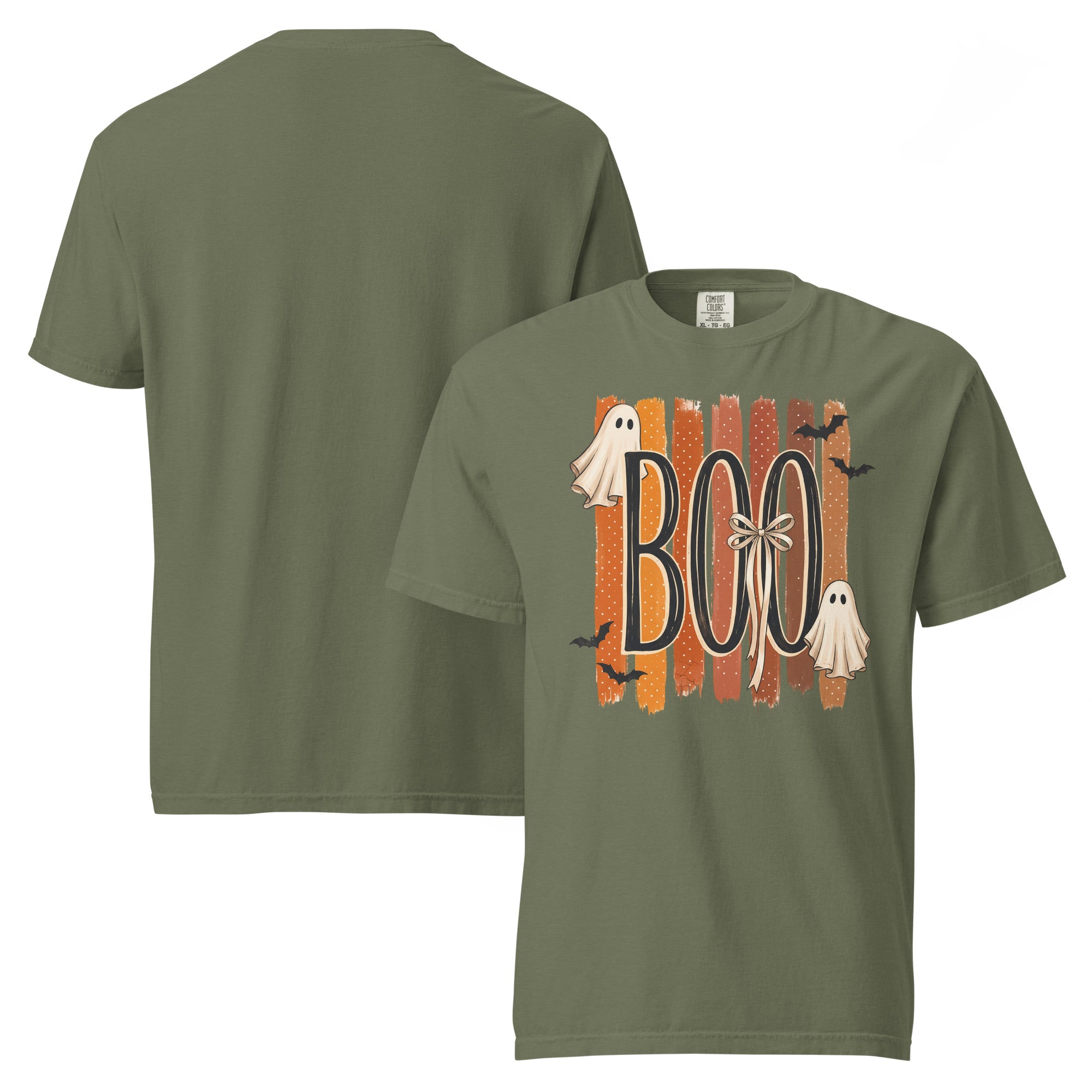 boo ghost shirt, ghost t-shirt, spooky cute tee, Halloween ghost shirt, cute Halloween t-shirt, fall ghost tee, autumn spooky shirt, cozy Halloween shirt, seasonal graphic tee, ghost lover shirt, trick or treat t-shirt, cottagecore Halloween tee, heavyweight cotton t-shirt, garment-dyed tee, relaxed fit ghost shirt