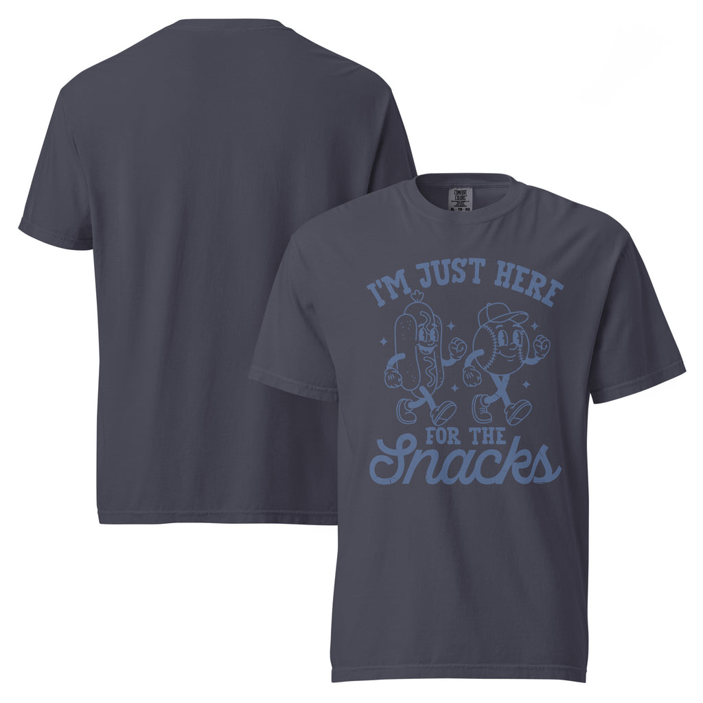i'm just here for the snacks shirt, snacks t-shirt, funny food shirt, snack lover tee, party snacks shirt, food lover t-shirt, funny quote tee, casual foodie shirt, snack time shirt, humorous graphic tee, introvert party shirt, food humor shirt, heavyweight cotton t-shirt, garment-dyed tee, relaxed fit snack shirt