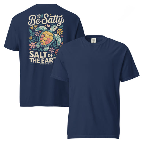 be salty shirt, salt of the earth t-shirt, salty quote tee, beach humor shirt, coastal graphic tee, ocean lover t-shirt, summer statement shirt, salty beach shirt, nautical humor tee, funny quote shirt, relaxed beach style, coastal lifestyle shirt, heavyweight cotton t-shirt, garment-dyed tee, relaxed fit summer shirt