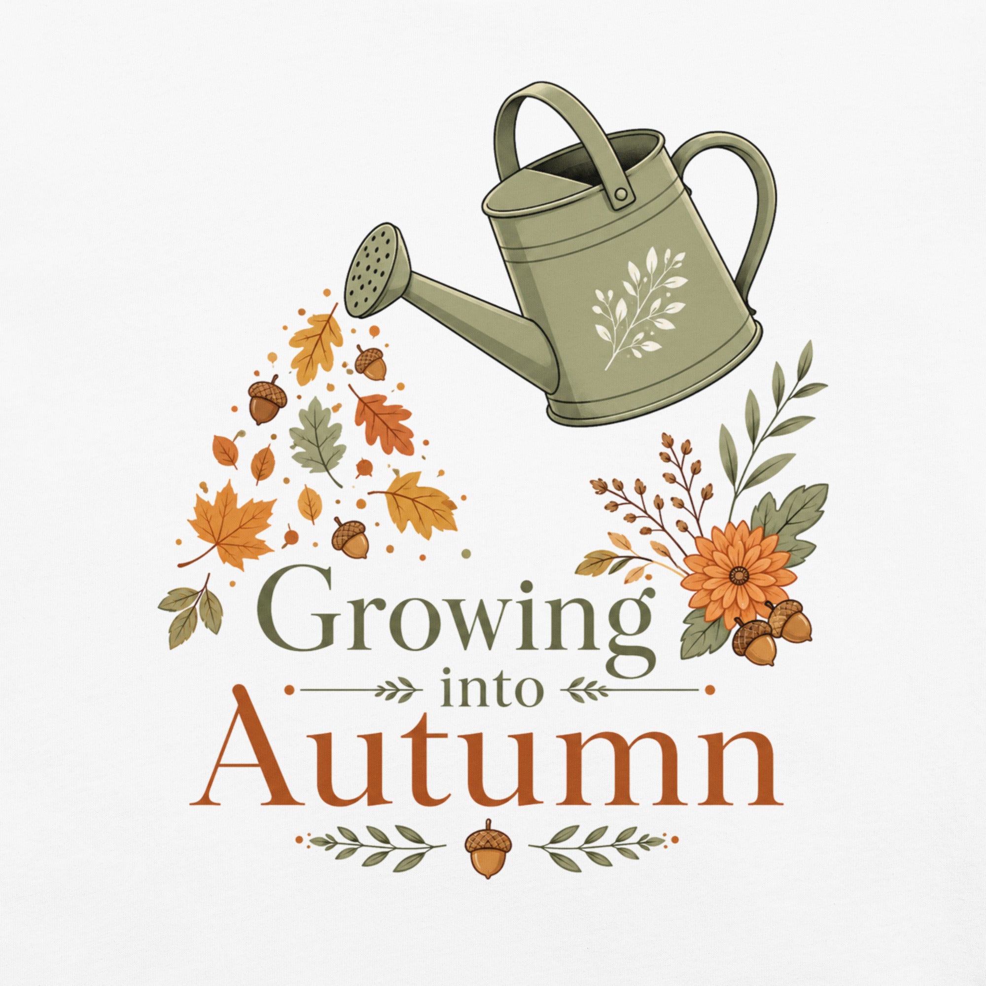 growing into autumn shirt, autumn t-shirt, fall graphic tee, botanical autumn shirt, cozy fall t-shirt, autumn vibes tee, seasonal graphic shirt, fall fashion tee, leaf design shirt, nature autumn shirt, harvest season t-shirt, cozy botanical tee, heavyweight cotton t-shirt, garment-dyed tee, relaxed fit autumn shirt