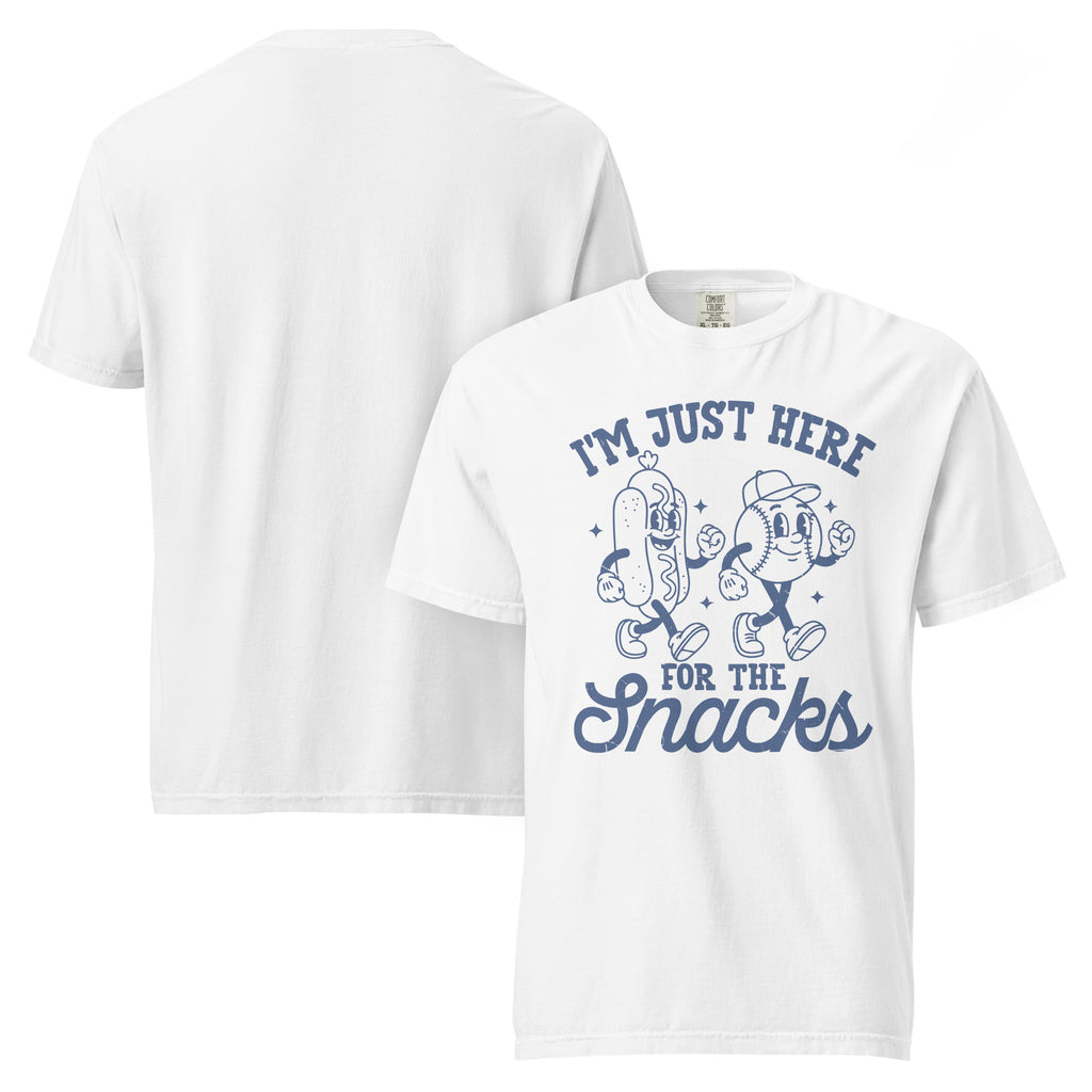 i'm just here for the snacks shirt, snacks t-shirt, funny food shirt, snack lover tee, party snacks shirt, food lover t-shirt, funny quote tee, casual foodie shirt, snack time shirt, humorous graphic tee, introvert party shirt, food humor shirt, heavyweight cotton t-shirt, garment-dyed tee, relaxed fit snack shirt
