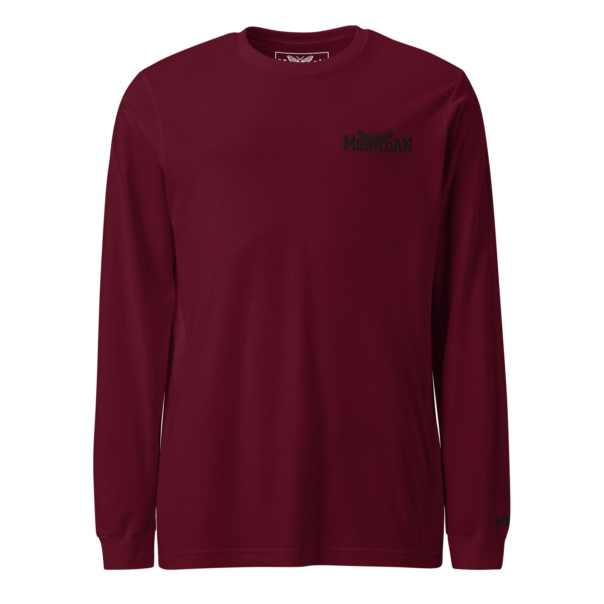 Basic Merloan long sleeve tee, unisex long sleeve shirt, cotton long sleeve t-shirt, black long sleeve tee, Merloan logo shirt, regular fit long sleeve, crew neck long sleeve shirt, soft combed cotton tee, ring spun cotton shirt, ribbed cuff long sleeve, everyday basic shirt, minimalist long sleeve tee, casual unisex clothing, alternative streetwear basic, lightweight long sleeve shirt