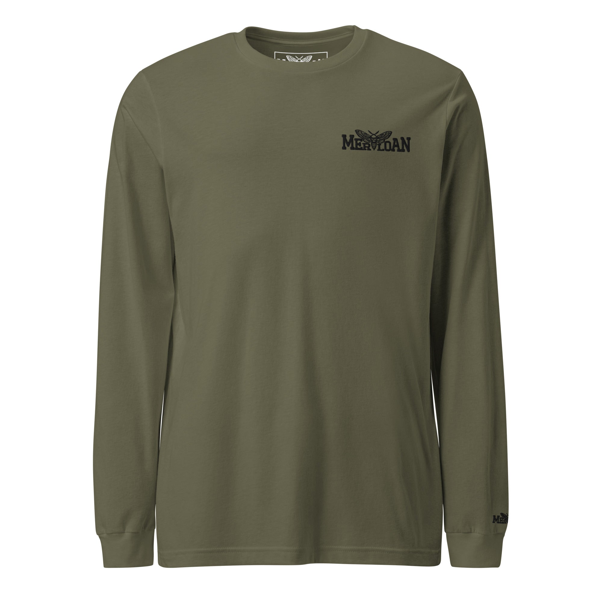 Basic Merloan long sleeve tee, unisex long sleeve shirt, cotton long sleeve t-shirt, black long sleeve tee, Merloan logo shirt, regular fit long sleeve, crew neck long sleeve shirt, soft combed cotton tee, ring spun cotton shirt, ribbed cuff long sleeve, everyday basic shirt, minimalist long sleeve tee, casual unisex clothing, alternative streetwear basic, lightweight long sleeve shirt