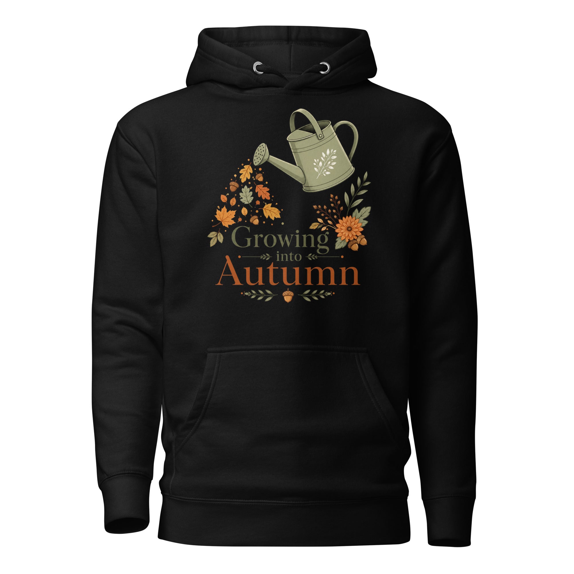 growing into autumn hoodie, autumn hoodie, cozy fall hoodie, seasonal hoodie, botanical autumn hoodie, fall graphic sweatshirt, chilly day hoodie, autumn outfit, cozy autumn style, fall fashion hoodie, warm hooded sweatshirt, pouch pocket hoodie, soft cotton face hoodie, Merloan autumn hoodie, relaxed fall hoodie