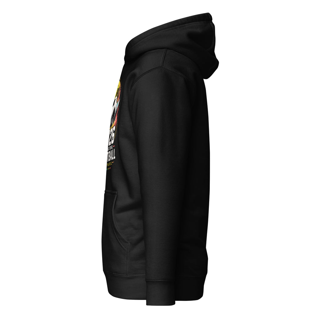 football soccer hoodie, soccer fan hoodie, football fan sweatshirt, international football hoodie, goal graphic hoodie, match day hoodie, world cup inspired hoodie, colorful soccer design, football supporter hoodie, soccer lover gift, sporty streetwear hoodie, pouch pocket hoodie, warm hood sweatshirt, unisex football hoodie, Merloan soccer hoodie