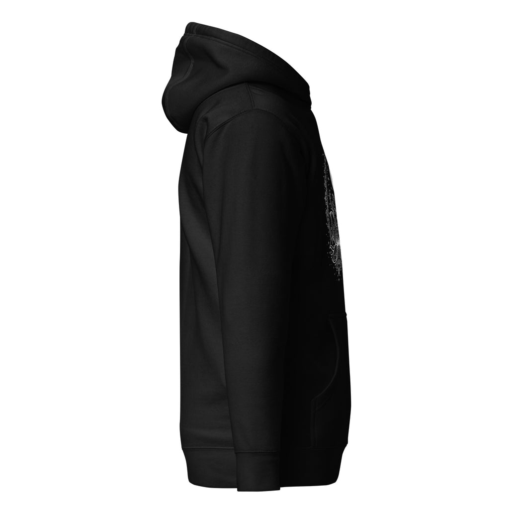 moon water lily hoodie, mystical floral hoodie, witchy hoodie, magical moon hoodie, water lily sweatshirt, botanical gothic hoodie, pagan witch hoodie, moon flower design, mystic nature hoodie, cozy witchcore hoodie, dark botanical clothing, magical floral streetwear, pouch pocket hoodie, classic streetwear hoodie, Merloan witchy hoodie