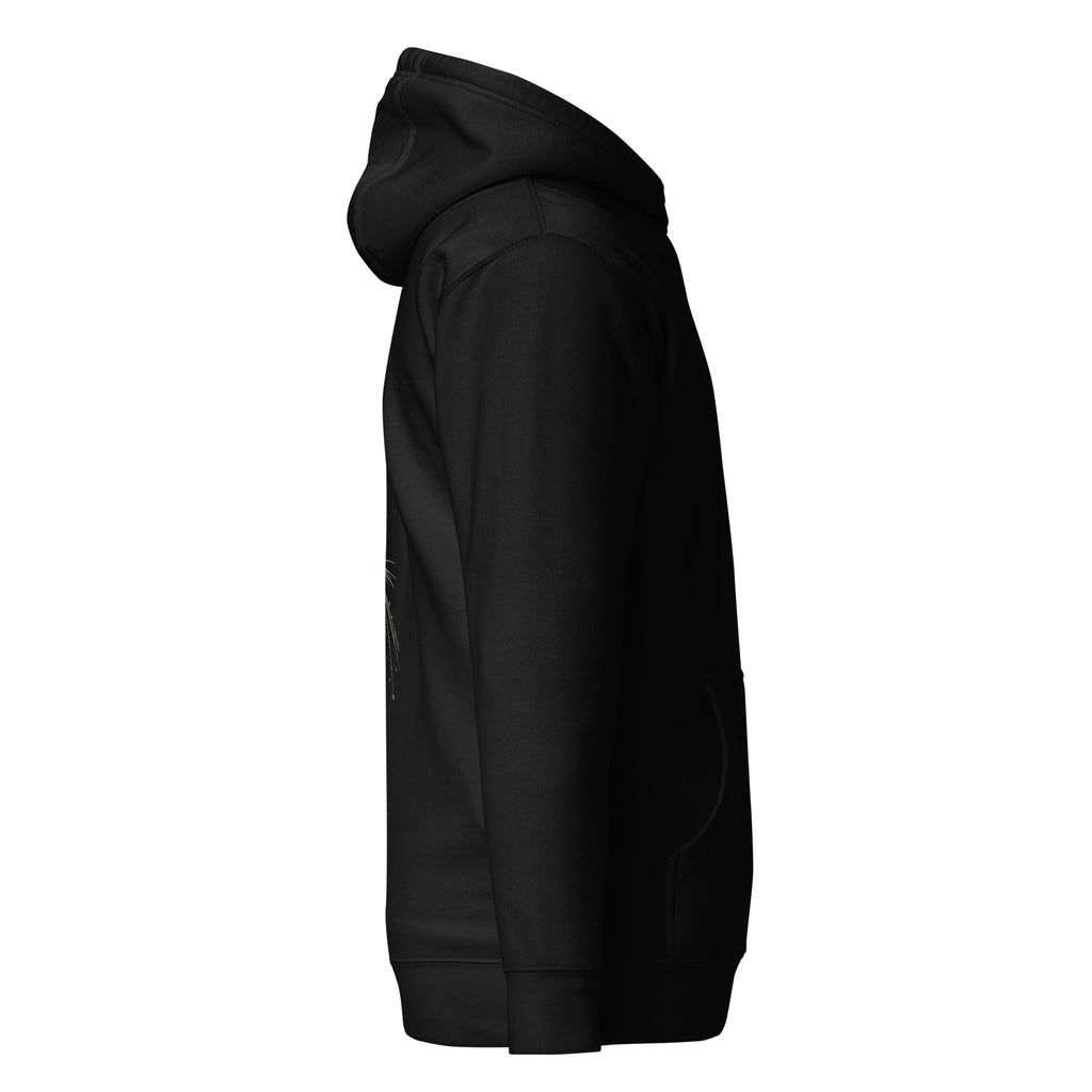 cat moon hoodie, black witch hoodie, dark night cat hoodie, witchy cat sweatshirt, moon cat hoodie, gothic cat hoodie, mystical cat design, witchcore hoodie, magical moon hoodie, black cat lover hoodie, pagan inspired hoodie, dark magical streetwear, pouch pocket hoodie, cozy streetwear hoodie, Merloan witch hoodie