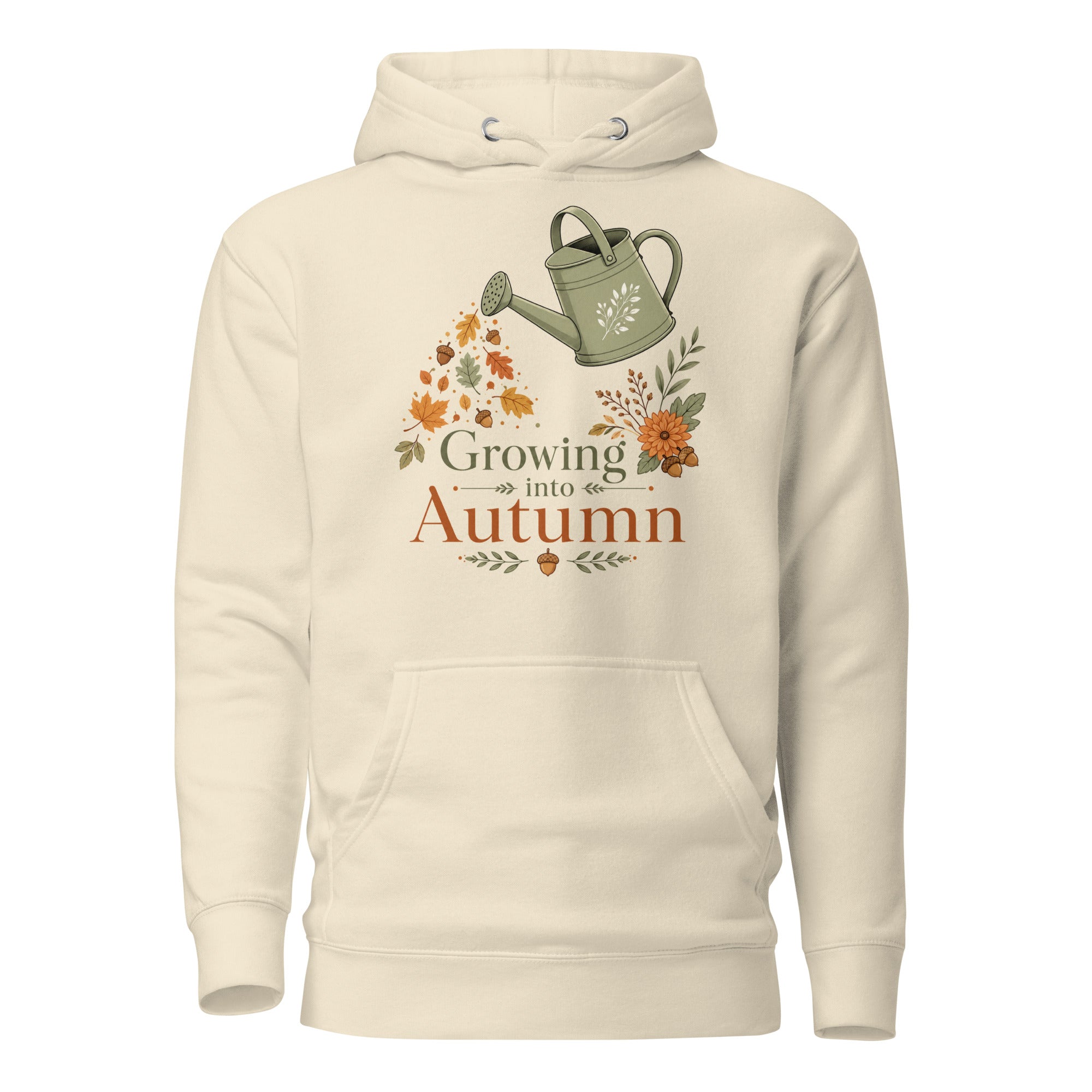 growing into autumn hoodie, autumn hoodie, cozy fall hoodie, seasonal hoodie, botanical autumn hoodie, fall graphic sweatshirt, chilly day hoodie, autumn outfit, cozy autumn style, fall fashion hoodie, warm hooded sweatshirt, pouch pocket hoodie, soft cotton face hoodie, Merloan autumn hoodie, relaxed fall hoodie