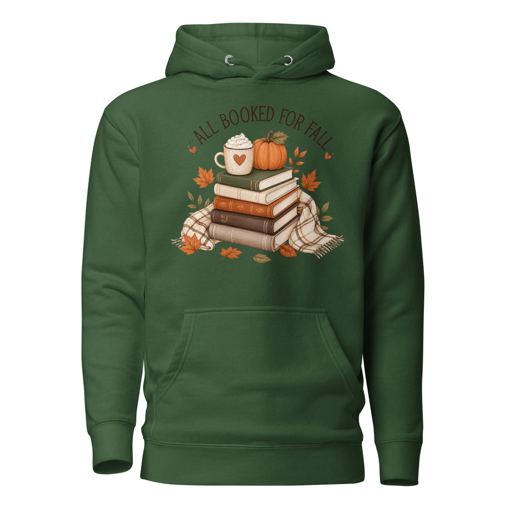 all booked for fall hoodie, autumn book lover hoodie, bookish fall hoodie, cozy reader hoodie, fall reading sweatshirt, autumn bookworm hoodie, book club hoodie, seasonal hoodie, cozy fall outfit, pumpkin season hoodie, reader gift hoodie, fall bookish style, pouch pocket hoodie, soft cotton face hoodie, Merloan autumn hoodie