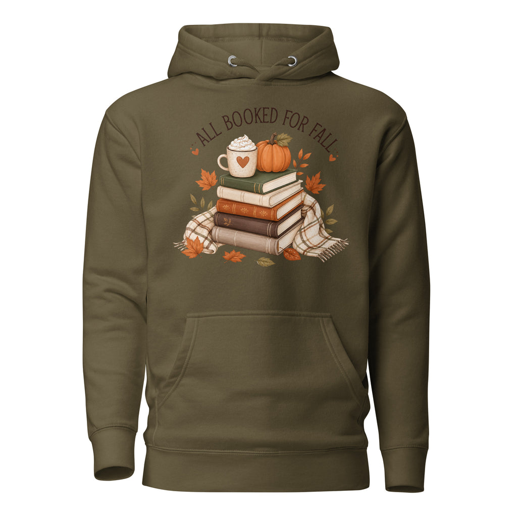 all booked for fall hoodie, autumn book lover hoodie, bookish fall hoodie, cozy reader hoodie, fall reading sweatshirt, autumn bookworm hoodie, book club hoodie, seasonal hoodie, cozy fall outfit, pumpkin season hoodie, reader gift hoodie, fall bookish style, pouch pocket hoodie, soft cotton face hoodie, Merloan autumn hoodie
