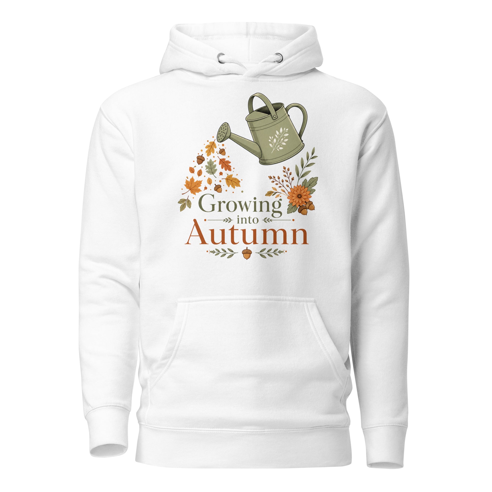 growing into autumn hoodie, autumn hoodie, cozy fall hoodie, seasonal hoodie, botanical autumn hoodie, fall graphic sweatshirt, chilly day hoodie, autumn outfit, cozy autumn style, fall fashion hoodie, warm hooded sweatshirt, pouch pocket hoodie, soft cotton face hoodie, Merloan autumn hoodie, relaxed fall hoodie