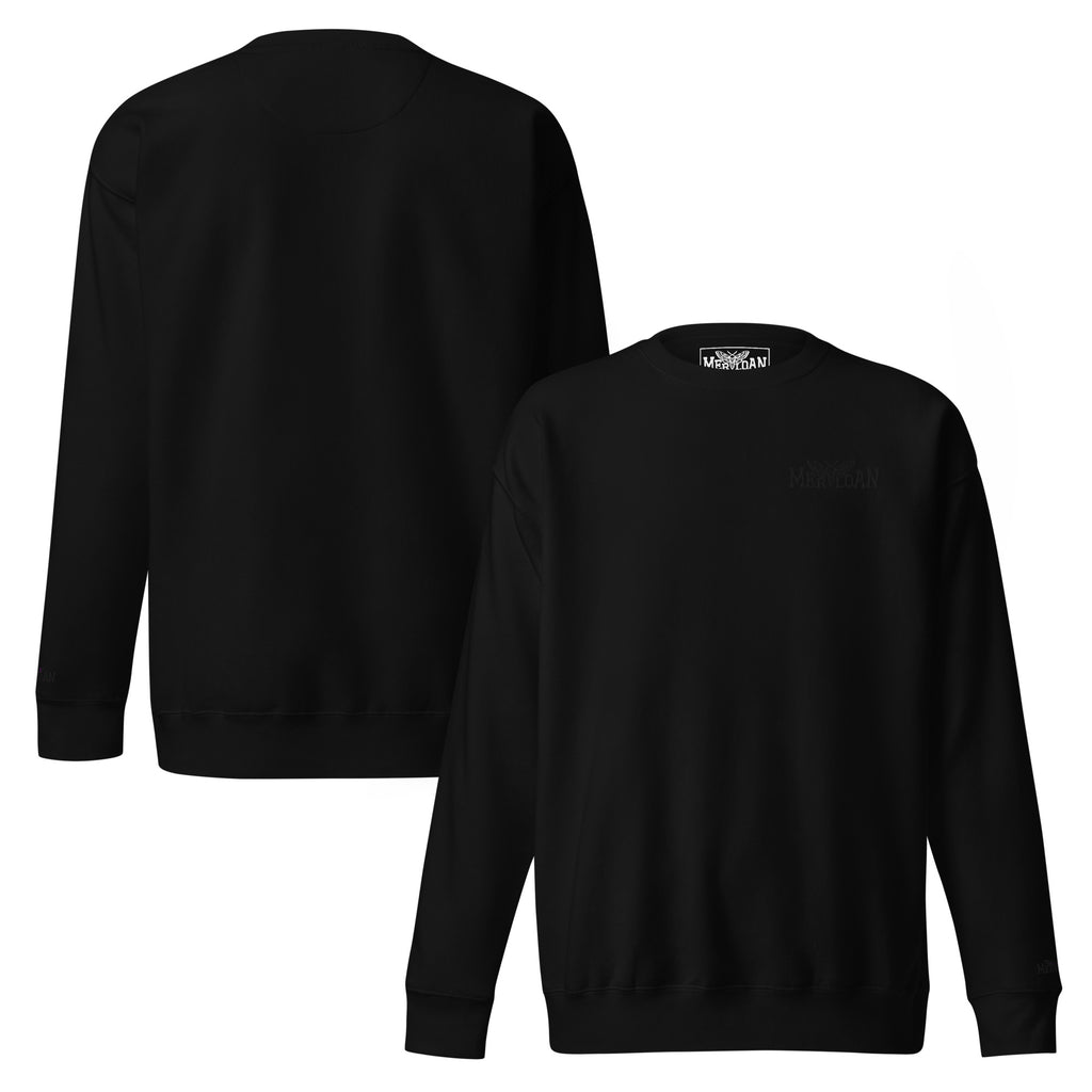 Merloan premium sweatshirt, unisex premium sweatshirt, black crew neck sweatshirt, soft fleece sweatshirt, cotton blend sweater, classic crewneck sweater, minimalist logo sweatshirt, everyday streetwear sweatshirt, comfortable unisex sweater, ribbed cuff sweatshirt, premium cotton sweatshirt, casual layering sweater, alternative streetwear basic, Merloan basic sweater, heavyweight fleece sweatshirt