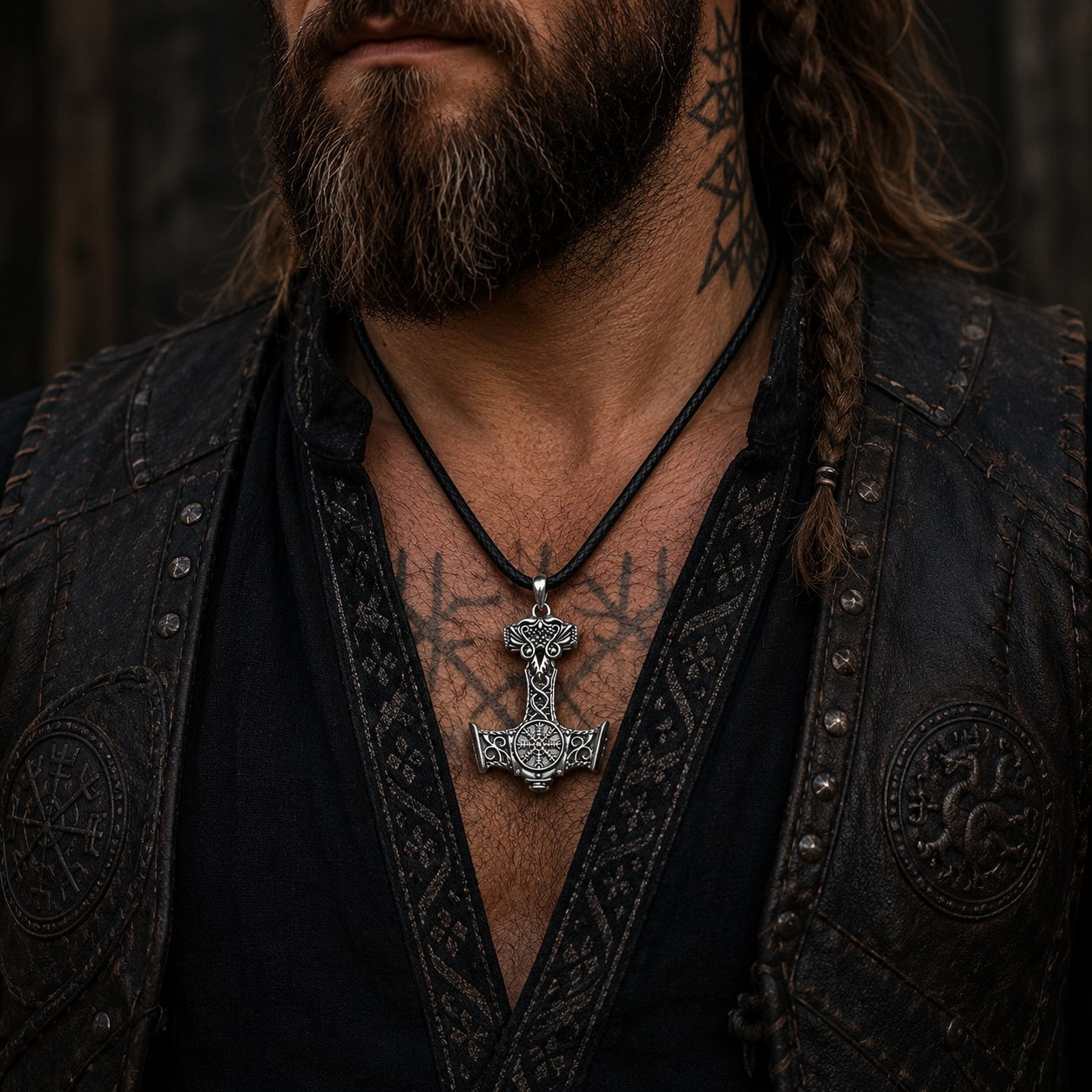 925 Sterling Silver Viking Raven Pendant – Norse Compass Necklace | Odin Inspired Jewelry