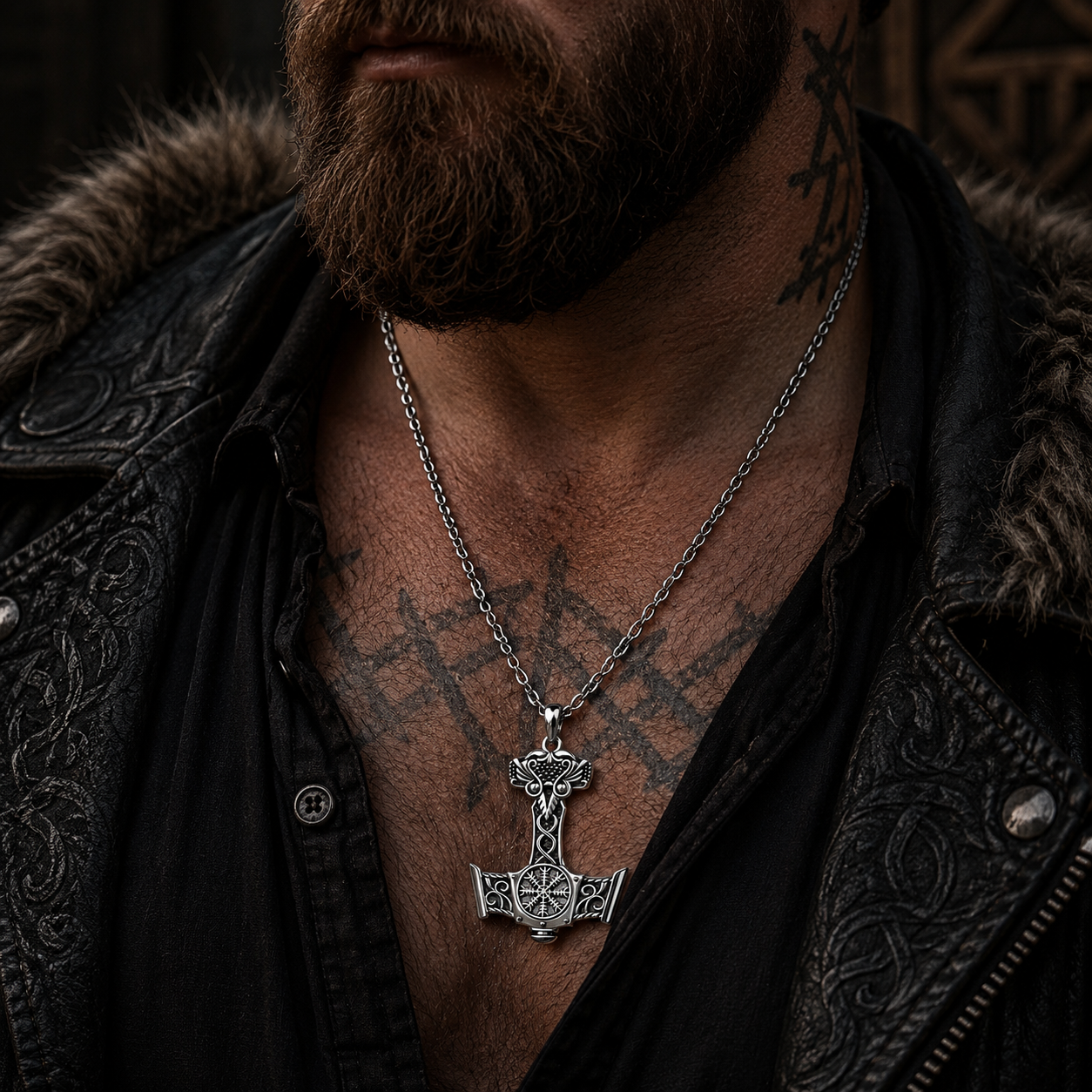 925 Sterling Silver Viking Raven Pendant – Norse Compass Necklace | Odin Inspired Jewelry
